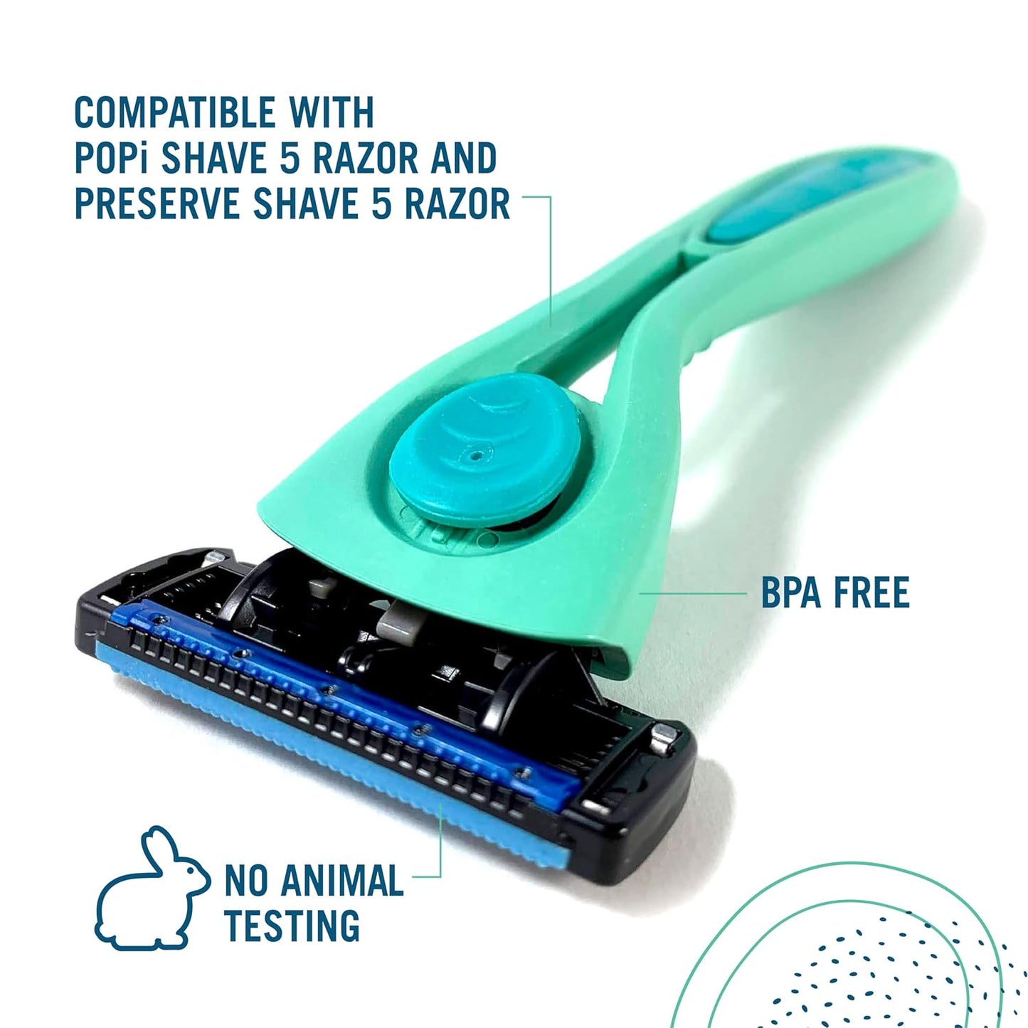 Preserve Shave 5 Five Blade Refillable Razor, Made from Recycled Materials, Navy Blue