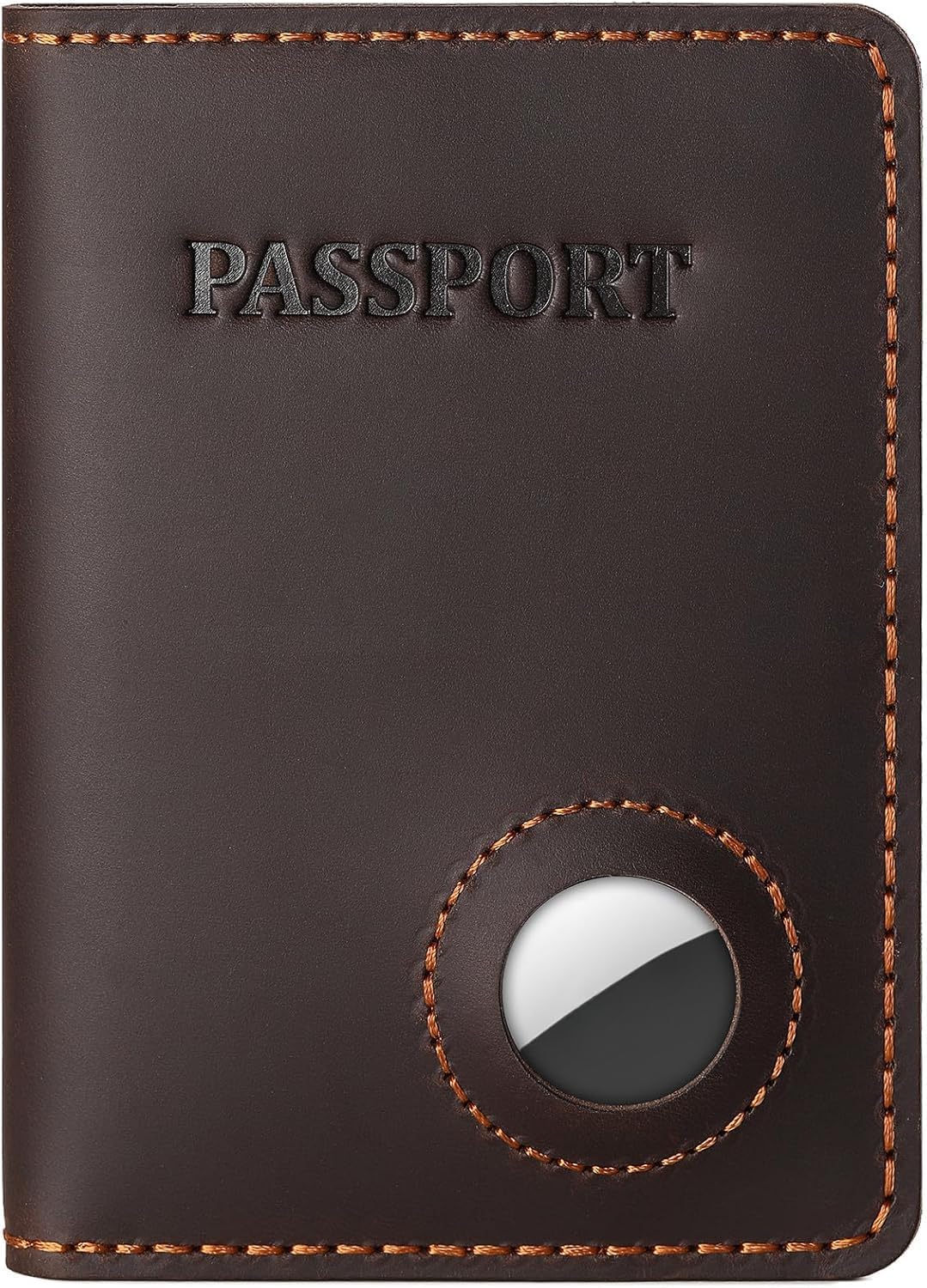 Real Leather Wallet Passport Vaccine Holder Combo Travel Organizer (Dark Brown)