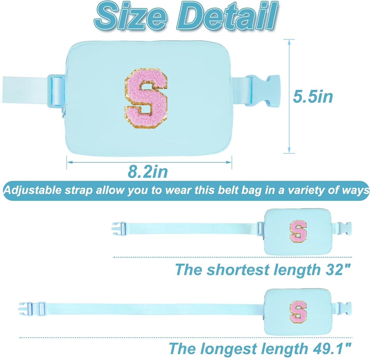Birthday Gifts for 6 7 8 9 10 11 12 13 Year Old Girls,Belt Bag for Women Girls Fanny Pack Crossbody Bags for Kids,Fashion Waist Packs Cute Teen Trendy Stuff Travel Essentials | Blue,S