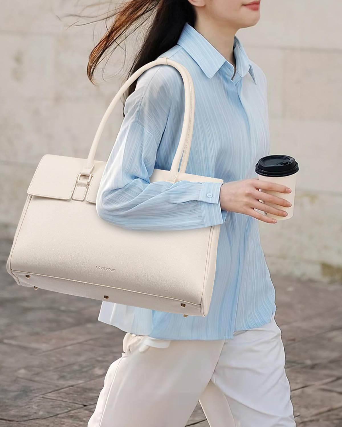 LOVEVOOK Laptop Bag for Women Work Tote Messenger Bag Waterproof Business Office Professional Handbag Shoulder Bag