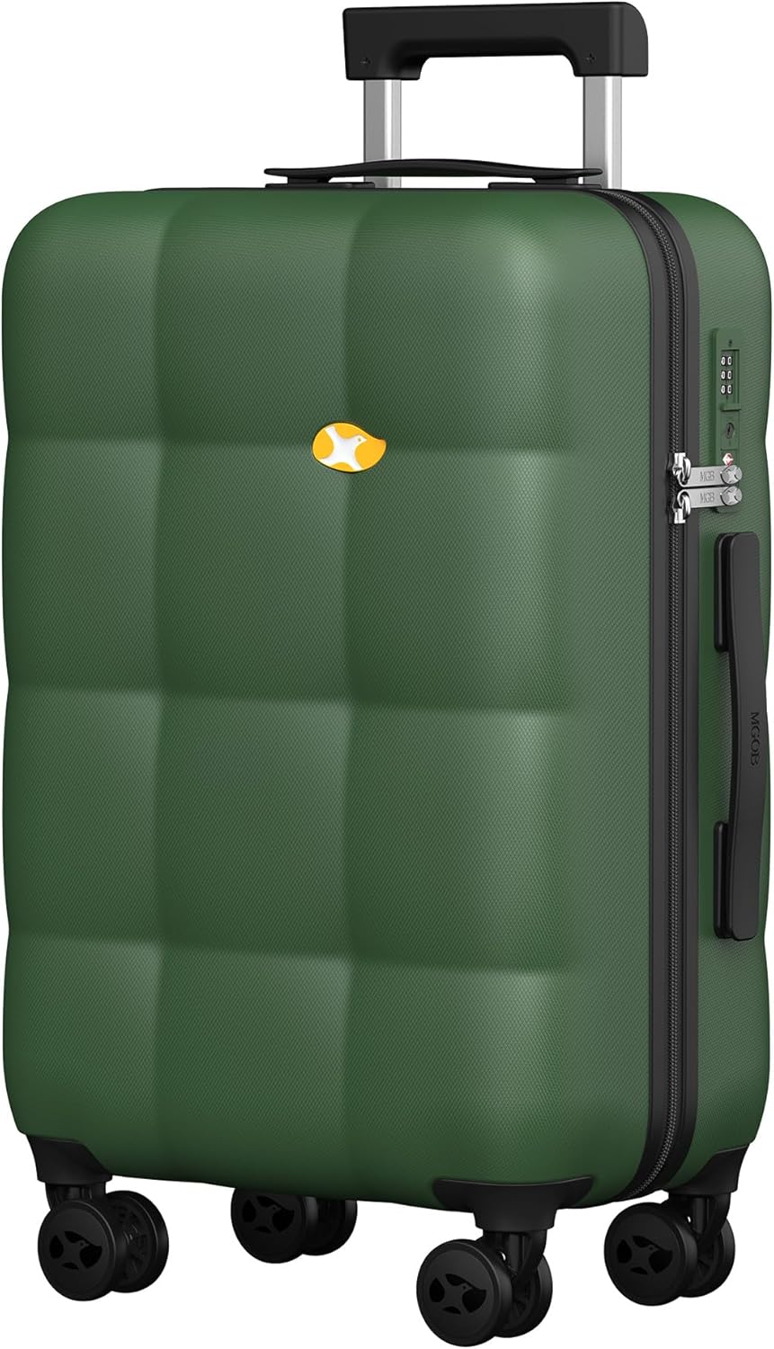 MGB Carry On Luggage 22x14x9 Airline Approved with TSA Lock, Hard Shell Suitcase with Double Spinner Wheels, Lightweight 20 Inch Travel Hardside Carry-On Luggage, Dark Green