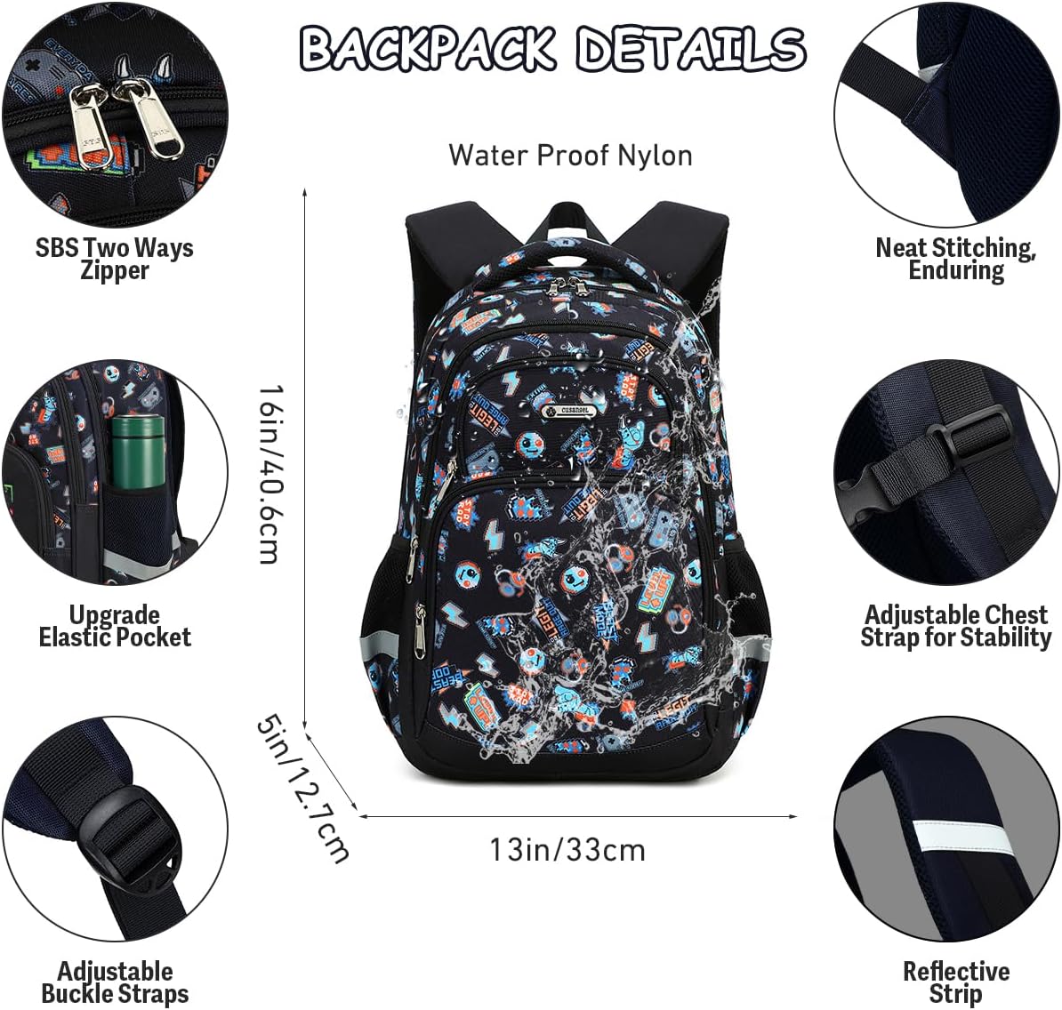 Cusangel Kids school Backpack with lunch bag for Girls,Elementary 6-10years Bookbag nylon large capacity backpack,Daypack