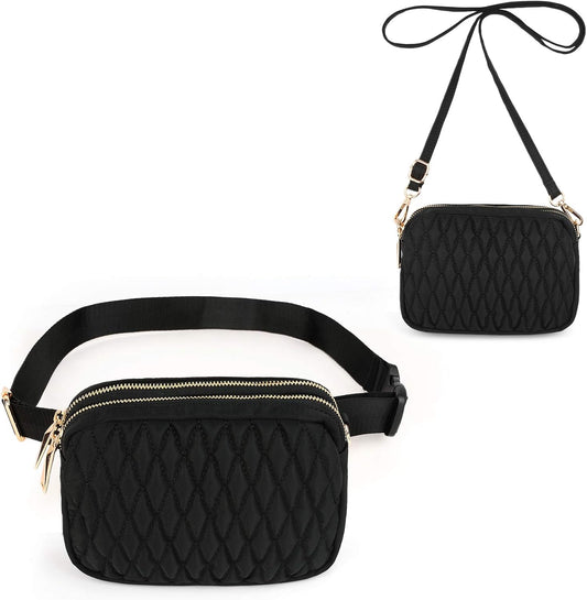 UTO Fanny Pack for Women 5 Ways Convertible Chest Bag Waterproof Fashion Lightweight Travel Waist Pack Purse