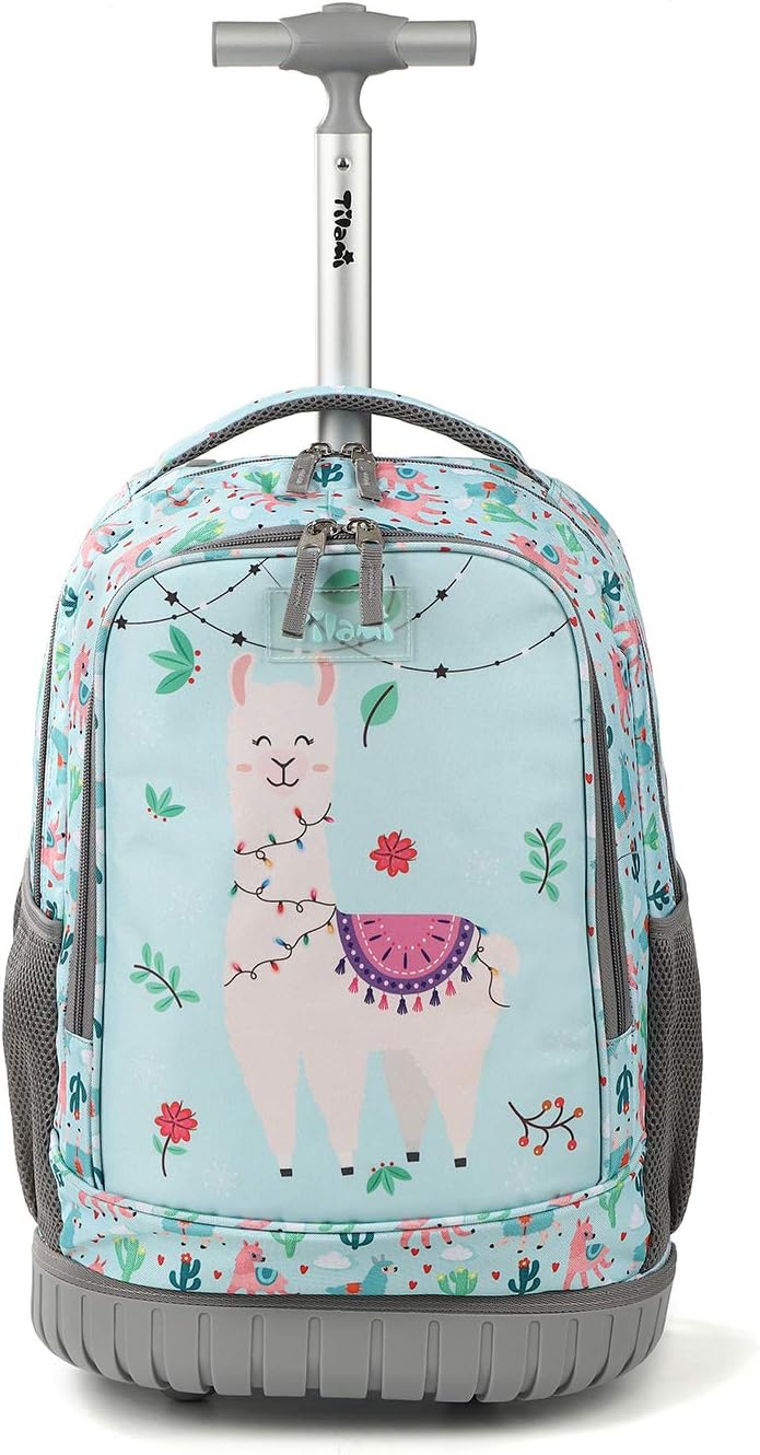 Tilami Rolling Backpack 19 inch Wheeled Cute LAPTOP Boys Girls Travel School Student Trip (Alpaca)