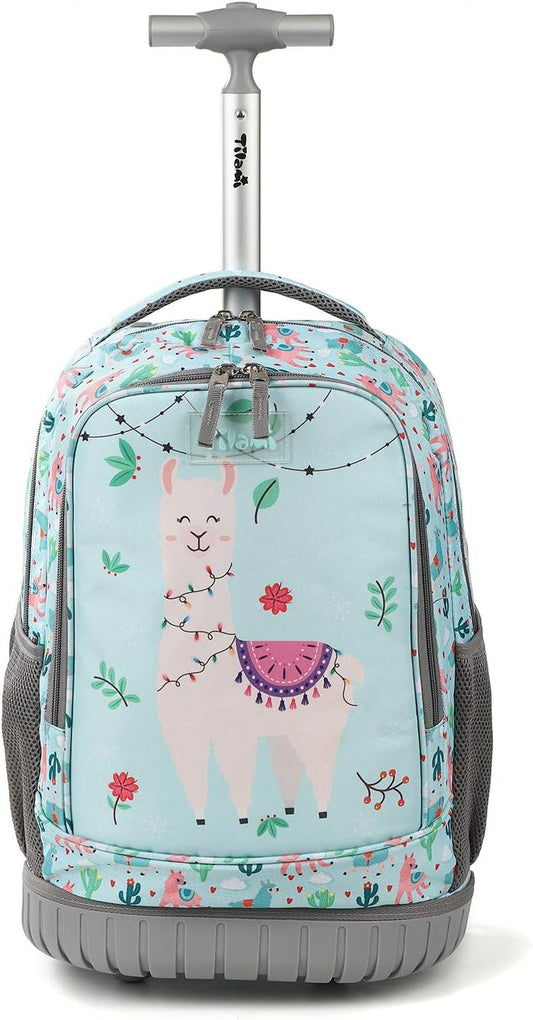 Tilami Rolling Backpack 19 inch Wheeled Cute LAPTOP Boys Girls Travel School Student Trip (Alpaca)