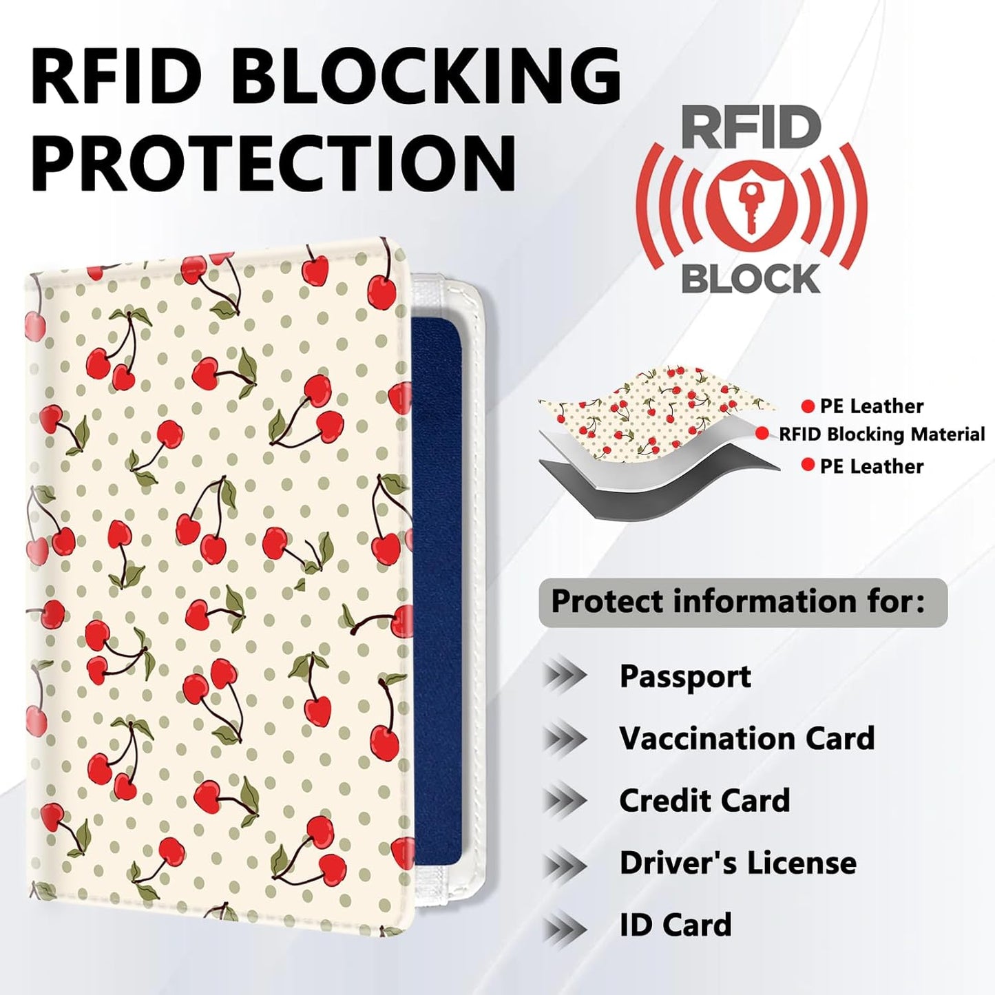 Passport Holder for Travel, Cute Passport Cover for Women Men, Waterproof PU Leather Rfid Blocking Passport Wallet with Credit Card Case for Travel Family, Boys Girls Travel Essentials