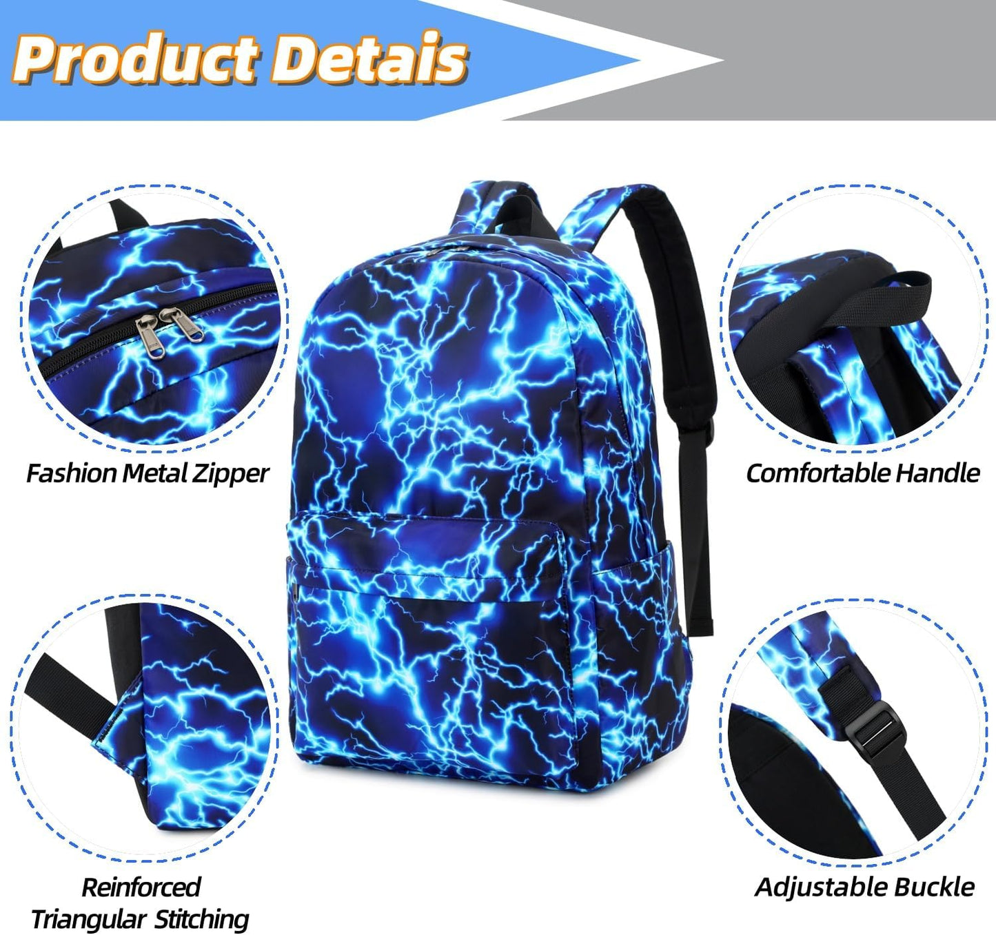 Backpack For Boy Elementary School Bookbag Durable Kid's Backpack Lightweight Travel Daypack (Blue-Light)