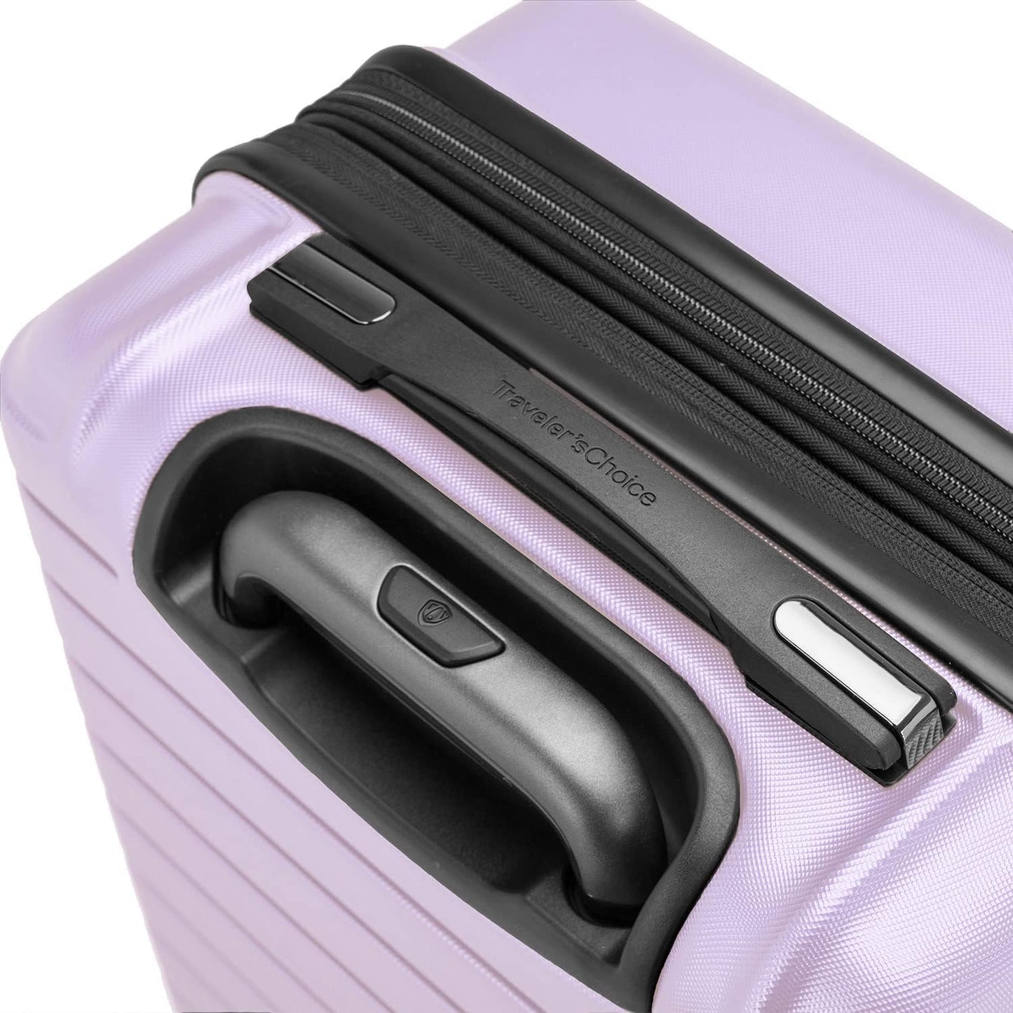 Traveler's Choice Archer Polycarbonate Hardside Spinner Luggage Set, Tie Down Straps, Light Purple, 2-Piece