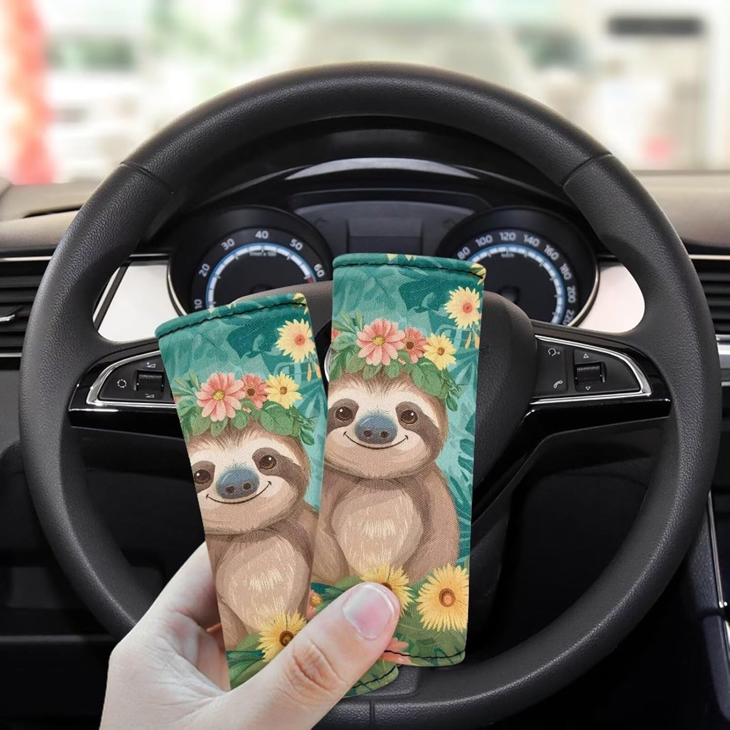 Sloth Luggage Identifiers for Suitcases 2 Pcs Flower Suitcase Protecton Sleeves Cover Portable Luggage Handle Wraps Neoprene Comfortable