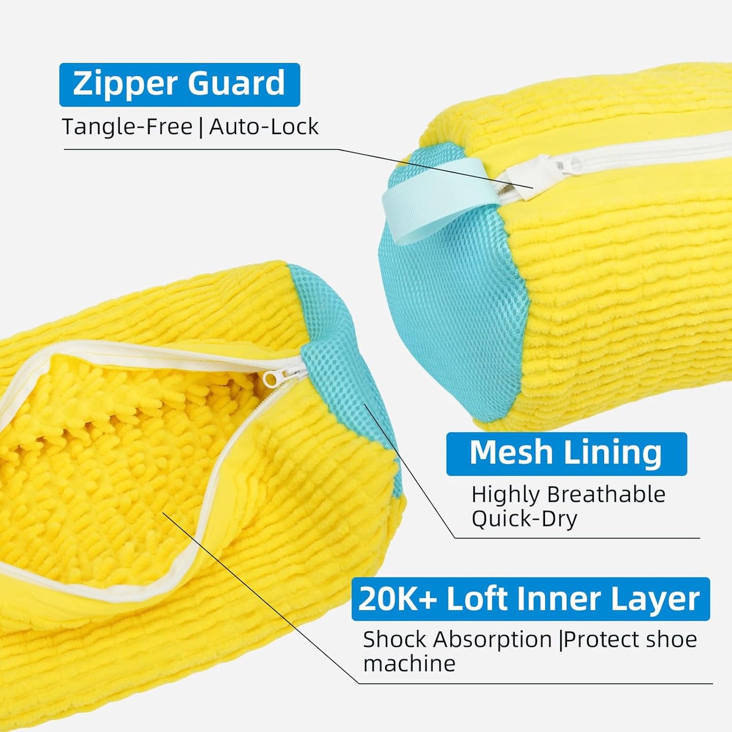 Reusable Shoe Washing Machine Bags (2-Pack) | Laundry Protection with Self-Locking Zipper for Sneakers, Washer & Dryer Safe