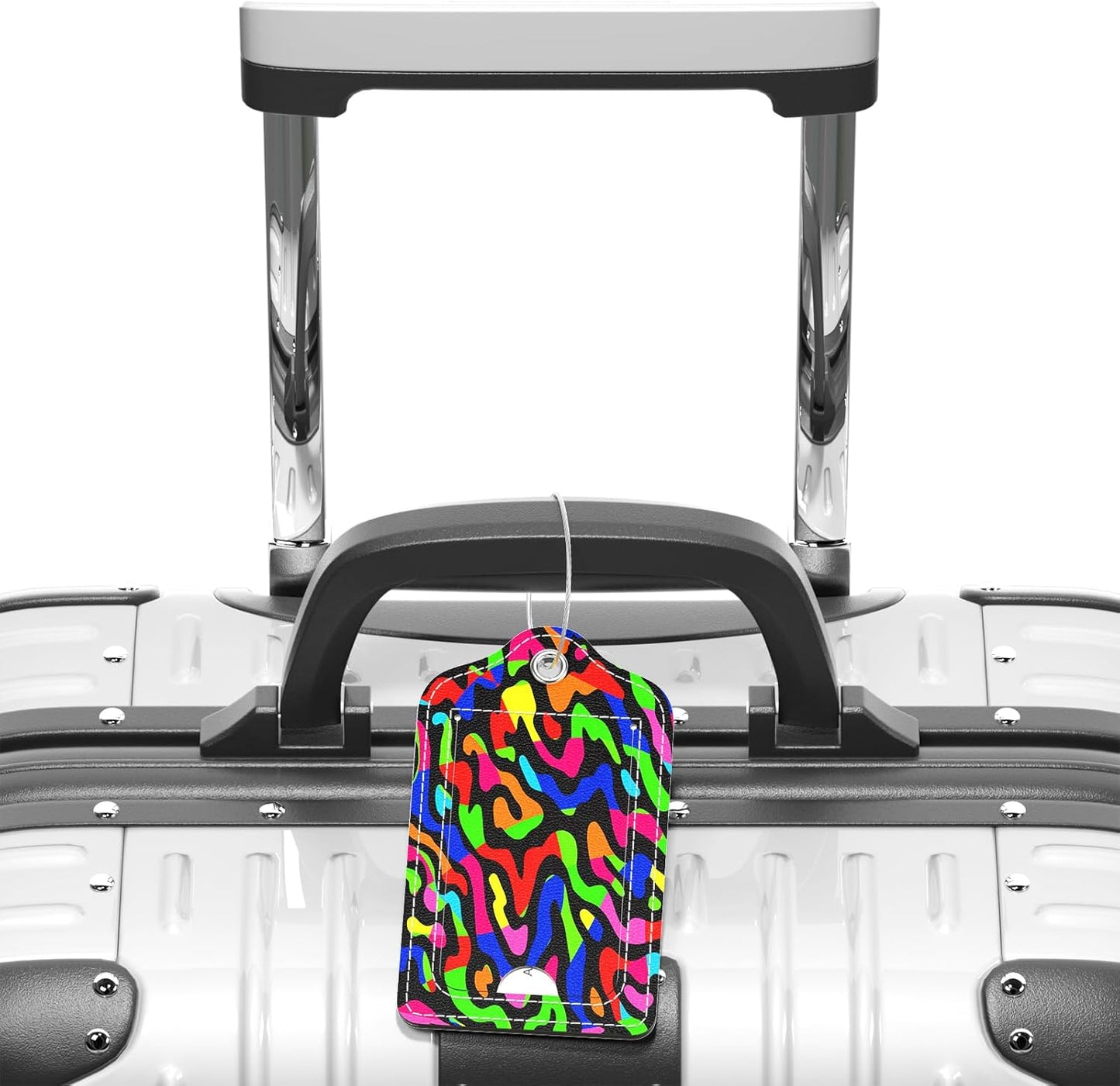 Luggage Tags for Suitcase, 2 Pack PU Leather Travel Cruise Luggage Tag with Privacy Flap, Name ID Label and Metal Loop for Women Men Girls Suitcase Baggage Bag Backpack, Colorful Stripes