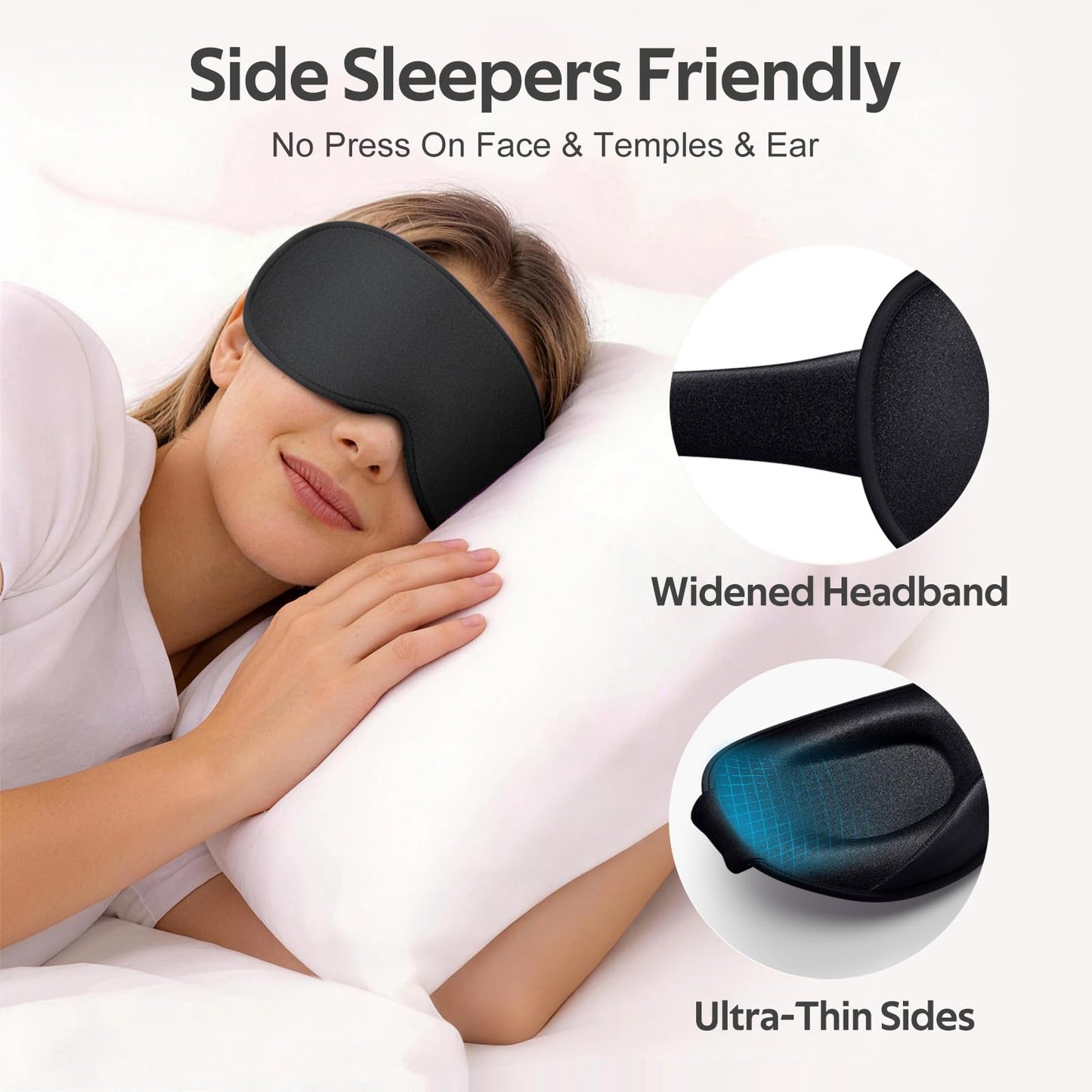 Vynix® Sleep Mask for Men Women - 100% Blackout Eye Masks for Sleep - 3D Soft Sleeping Mask for
