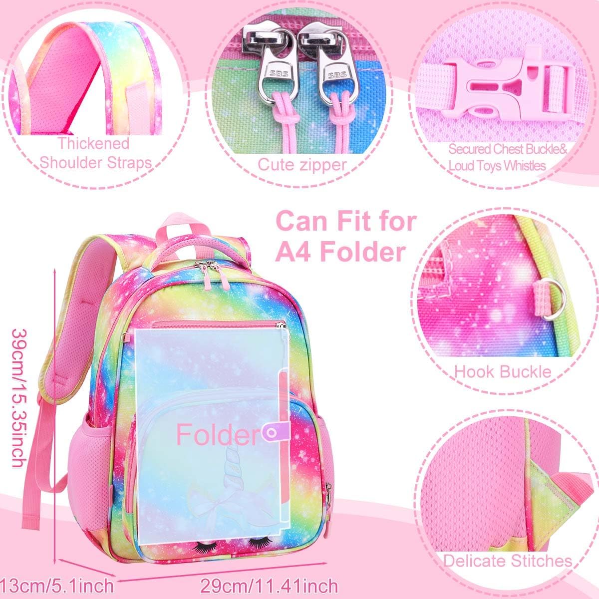RHCPFOVR Kids Backpack for Girls - Girls Backpack 3-8 Ages Butterfly for Kids 15 Inch School Bookbag for Kindergarten Elementary School Bookbag for Girl 1st 2nd Grade