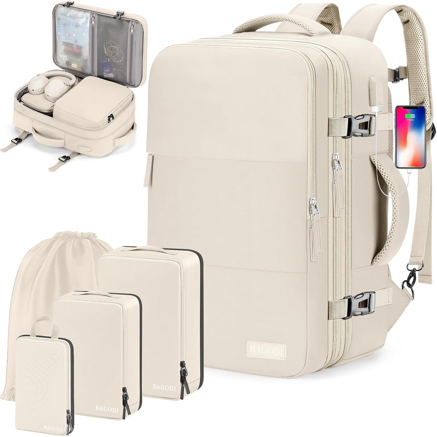 Carry On Backpack, 42L Flight Approved Travel Backpack for Men Women,Airline Approved Gym Backpack Waterproof Business Laptop Daypack Laptop Backpack,Casual Daypack for Business Weekend Hiking