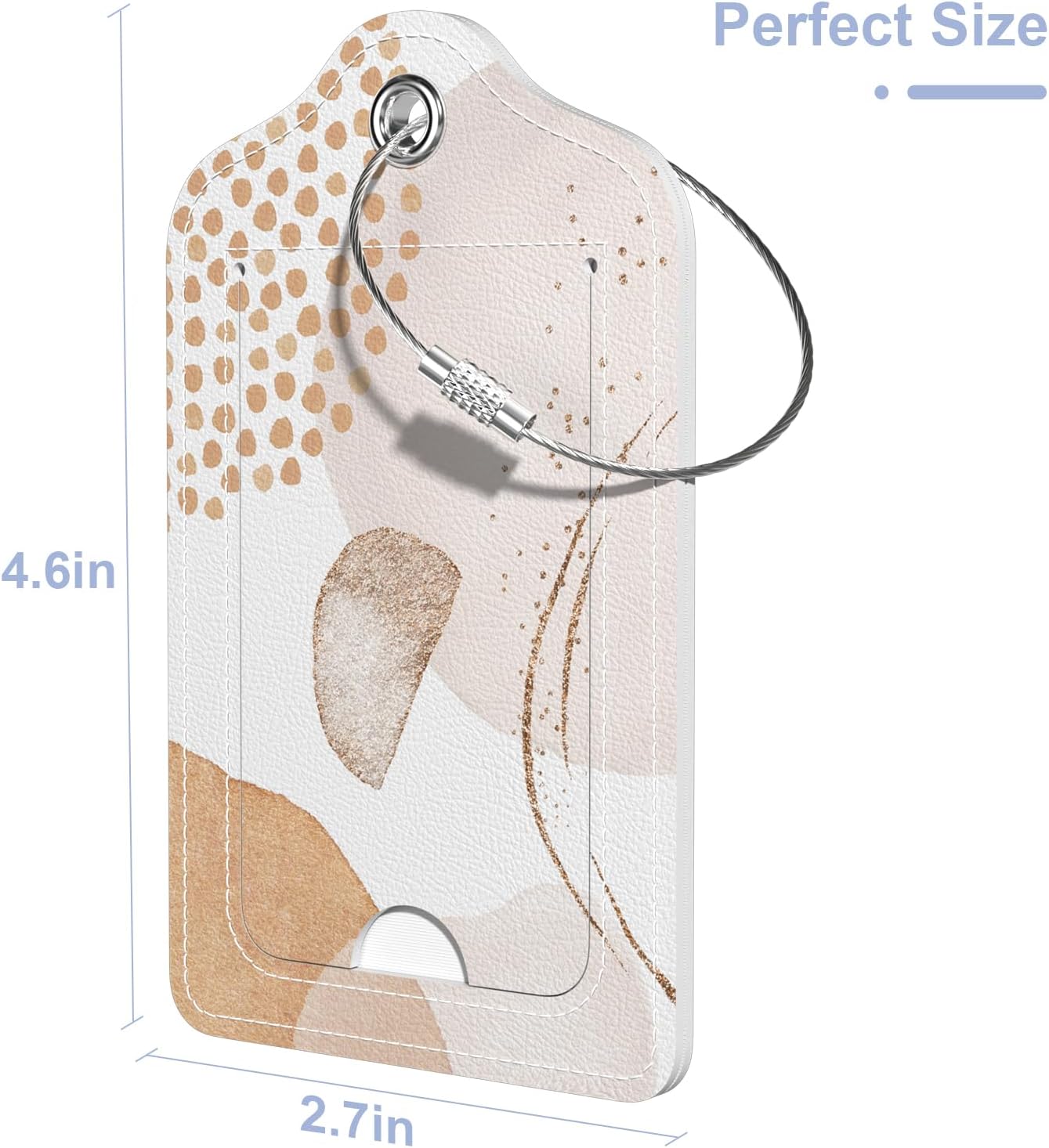 2 Pack PU Leather Luggage Tags for Suitcase, Travel Cruise Luggage Tag with Privacy Flap, Name ID Label and Metal Loop for Women Men Baggage Handbag School Bag Backpack, Modern Abstract Leaves