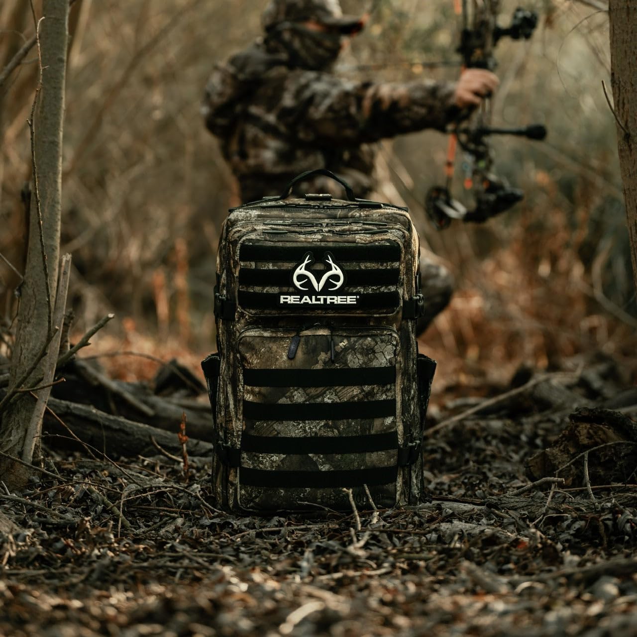 WOLFpak 45L Athletic Gym Backpack - Durable 1000D Waterproof Oxford Material with MOLLE Webbing, Laptop Pocket & Dual Cup Holders, Durable Fitness/Travel/Military Daypack (Realtree APX)