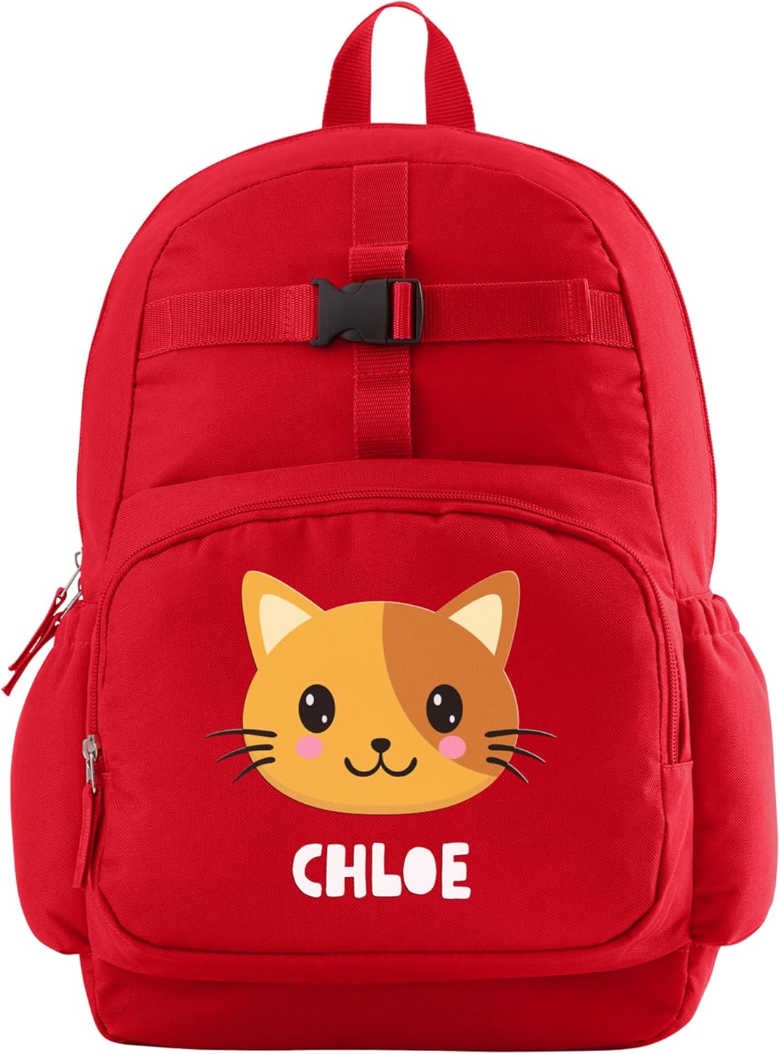 Let's Make Memories Personalized Kids Backpack - Backpack for School - For Animal Lovers - Back to School - Bookbag - Matching Lunchbox/Water Bottle Sold Separately - Red - Cat
