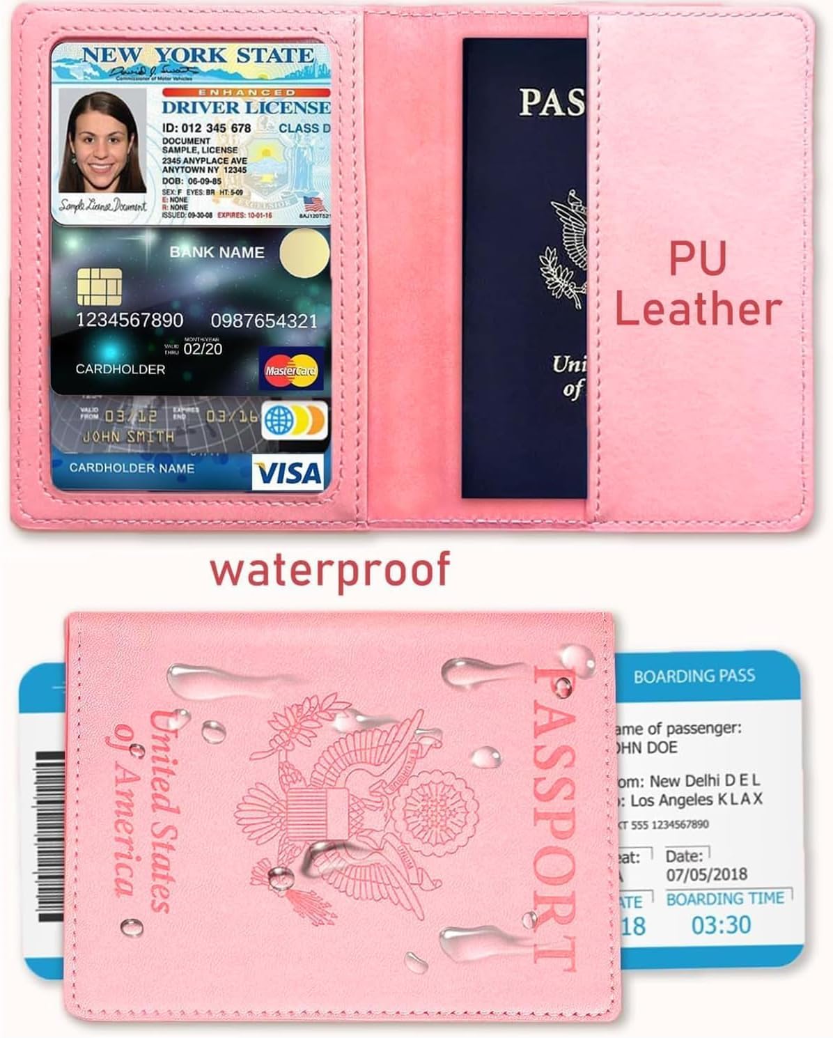 Sizobi Leather Passport Holder Covers, Passport Holder for Travel Women, RFID Blocking Wallet Case, International Travel Must Haves Travel Accessories for Women Men,Cruise Ship Essentials Gifts, Pink
