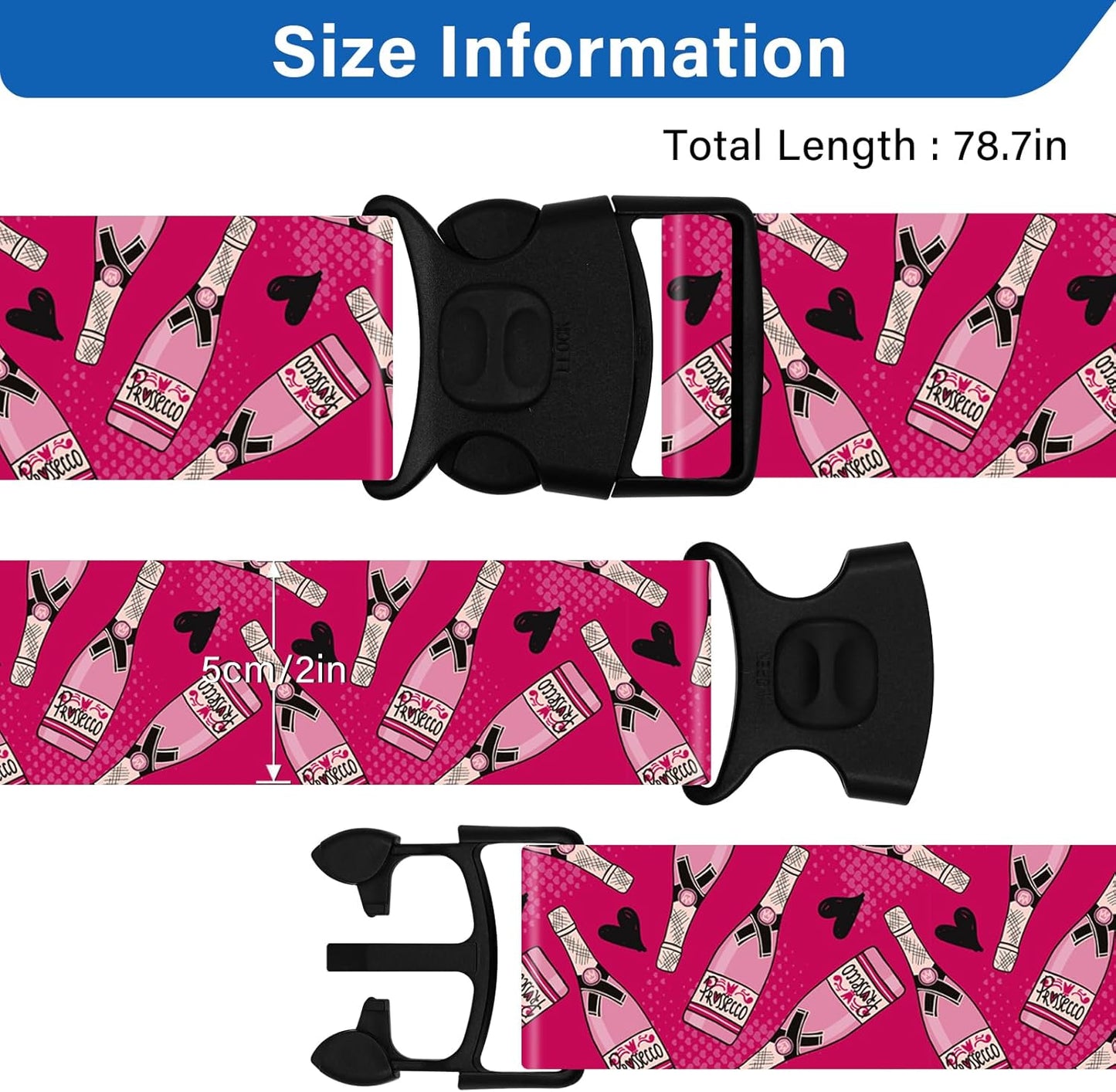 2 Pack Luggage Straps for Suitcases, Adjustable Travel Belt with Double Lock and Quick Release