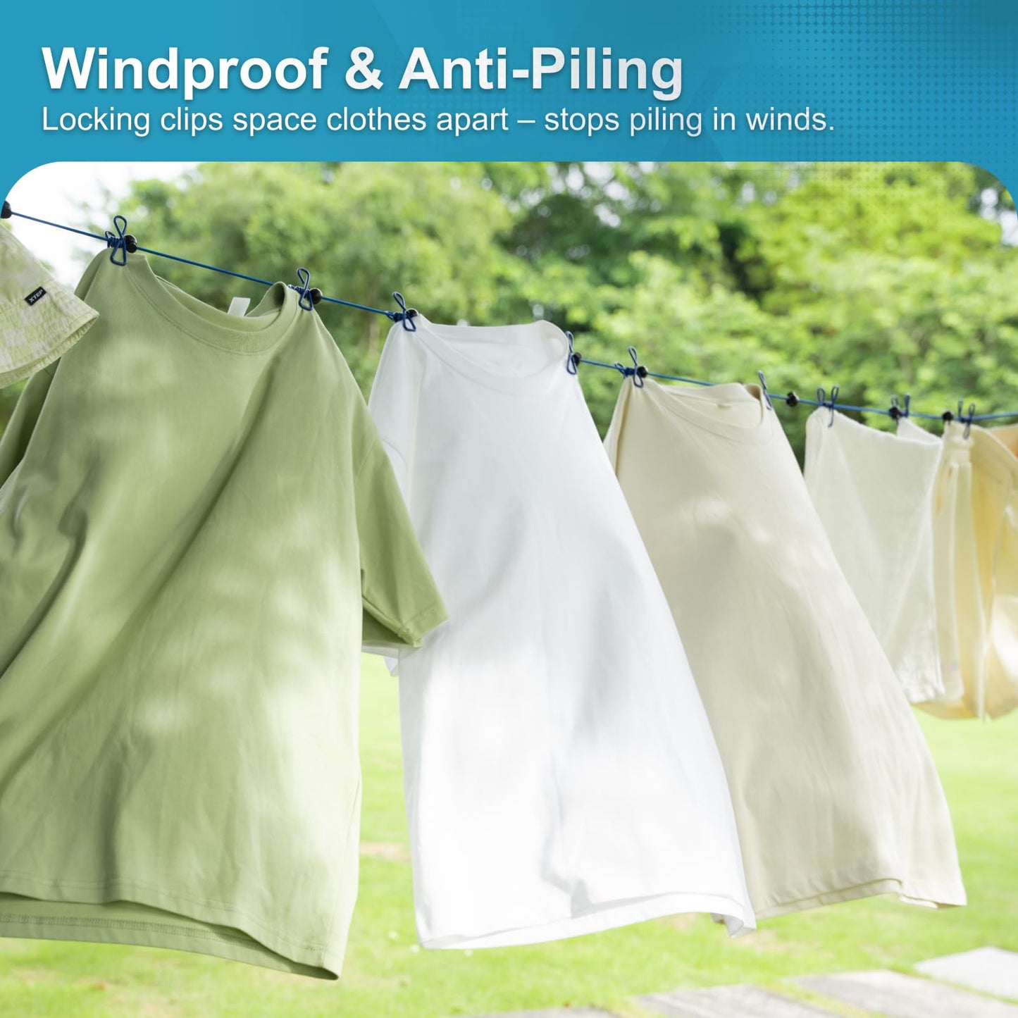 2 Pack Retractable Portable Travel Clothesline, Camping Clothing Line Set