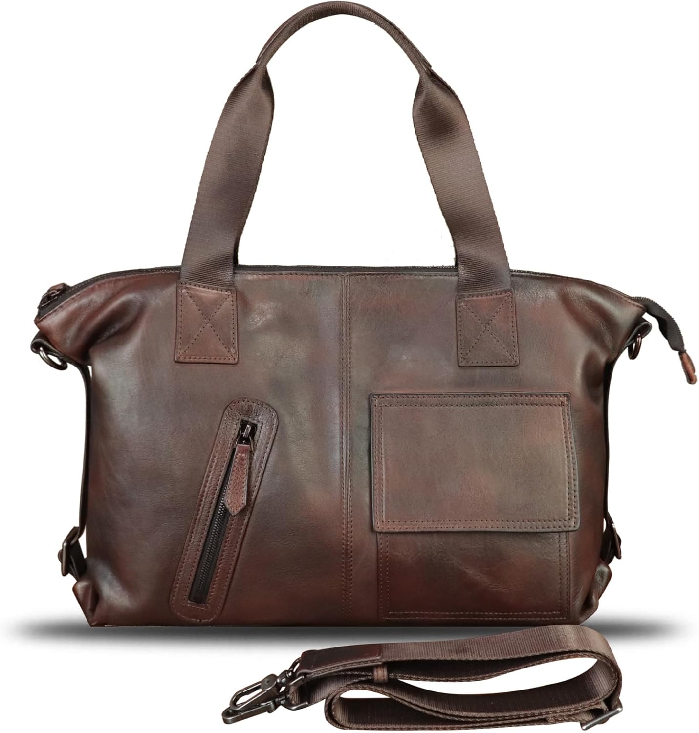 Genuine Leather Messenger Bag and Briefcase Purse for Men Leather Top Handle Handbags Satchel