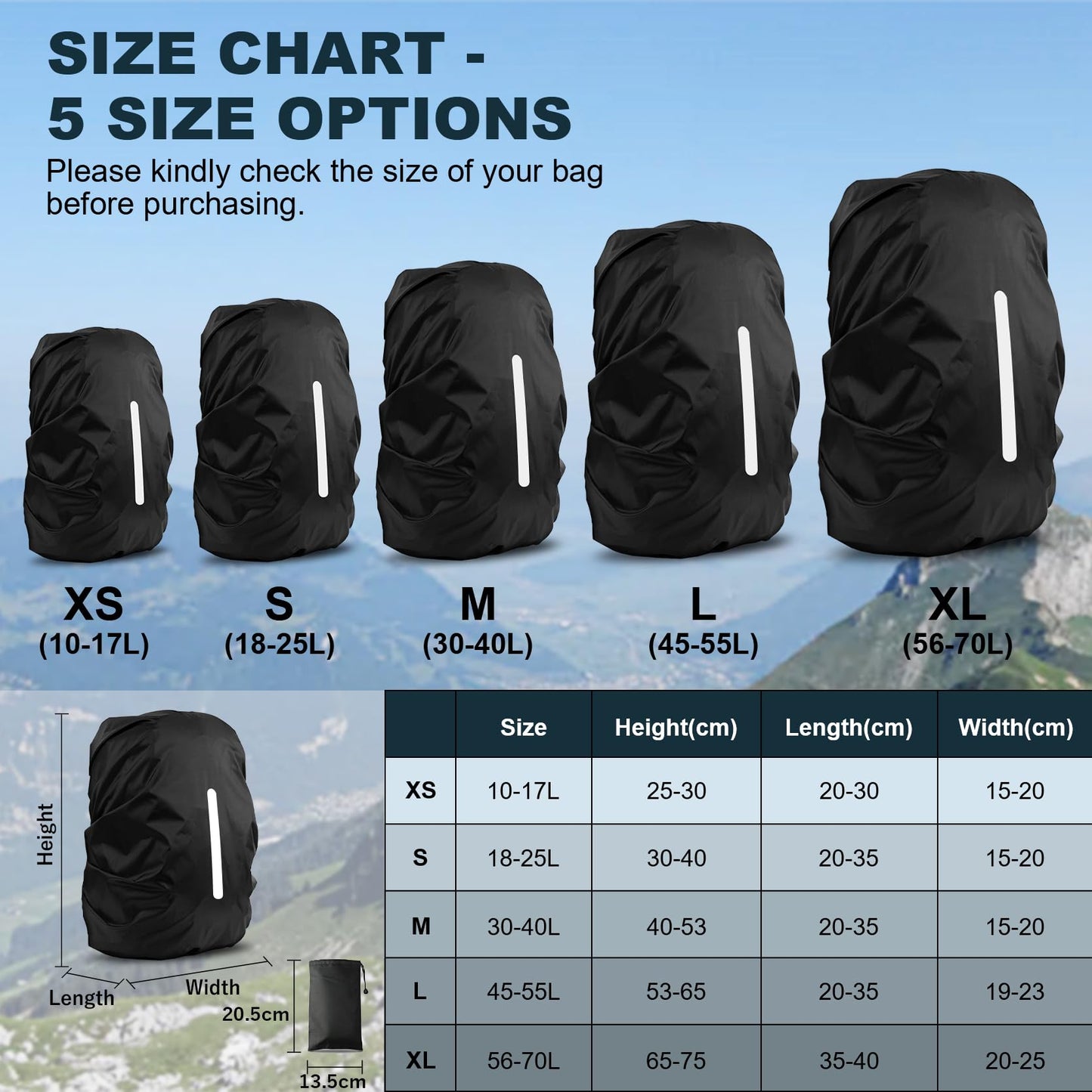 LAMA 2 Pack Waterproof Rain Cover for Backpack, Reflective Rainproof Protector for Anti-Dust and