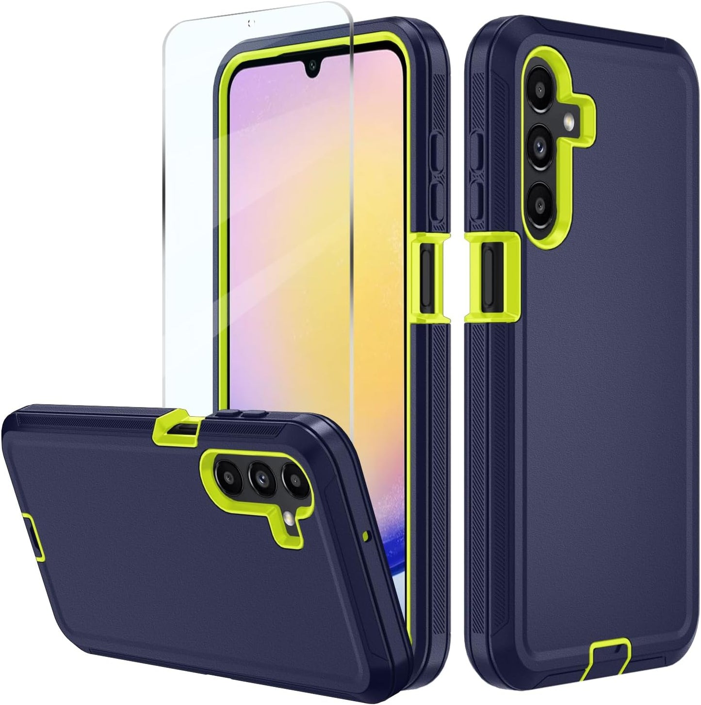 for Samsung Galaxy A17 5G case,A16 5G Heavy Duty case,with A Tempered Glass Screen Protector, [Military Grade Protective ] [Shockproof] [Dropproof] [Dust-Proof] (with Belt Clip-Blue Green)