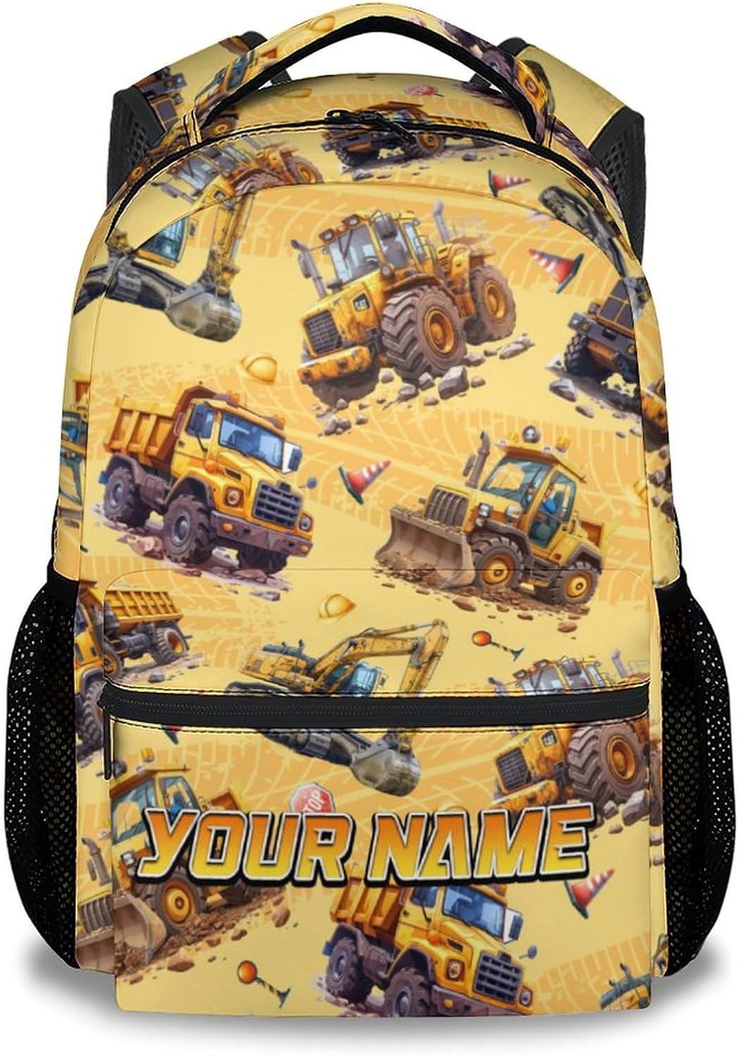 Backpack for Boys - Personalized Construction Backpacks with Name for Boys - Custom Toddler Bookbag Gifts for Son - Truck School Bag for Kindergarten/Preschool/Elementary(17 Inch)