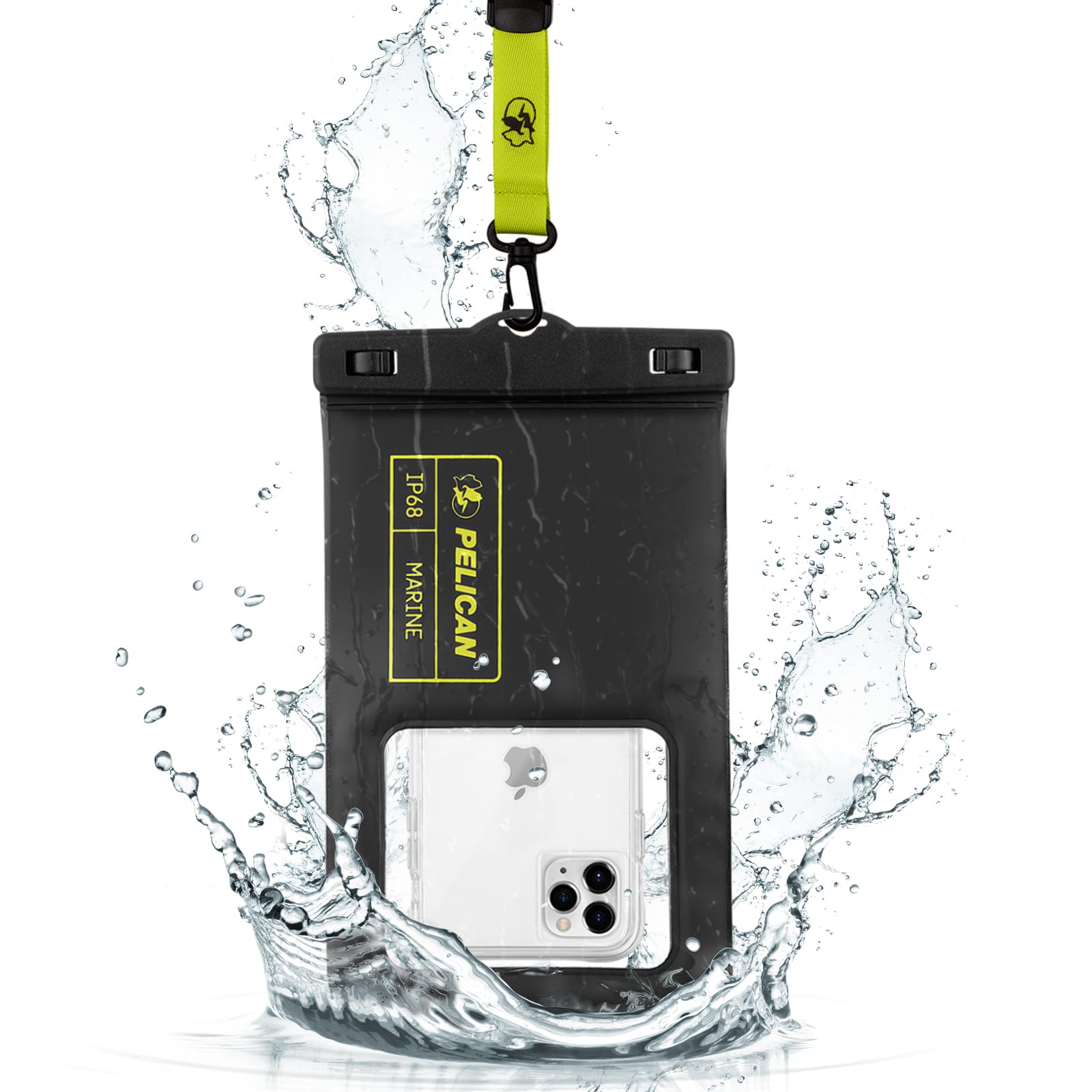 Pelican Marine Waterproof Phone Pouch (XL) - Black/Hi-Vis Yellow