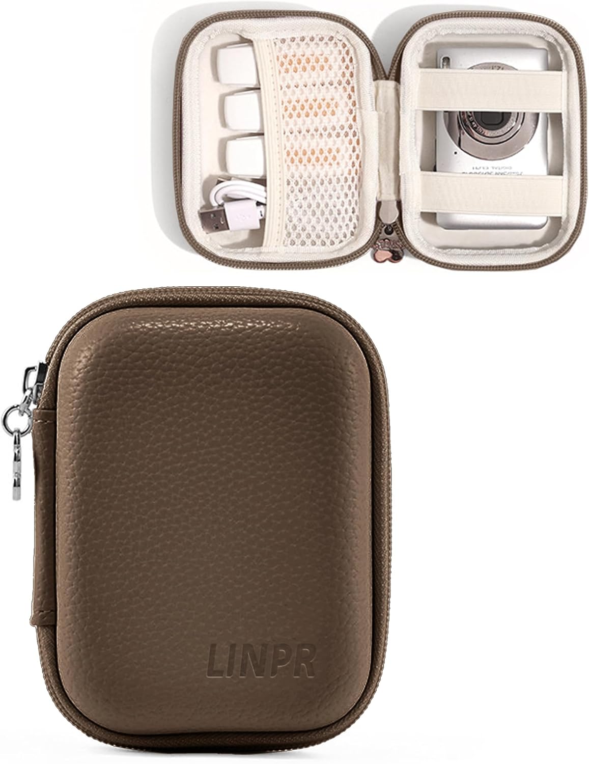 Digital Camera Case for CAMKORY, KODAK PIXPRO FZ45/FZ55, Canon IXUS 285 HS, Lecran, Small Travel Compact Camera Holder with Mesh Pocket for Accessories SD Card (Brown)