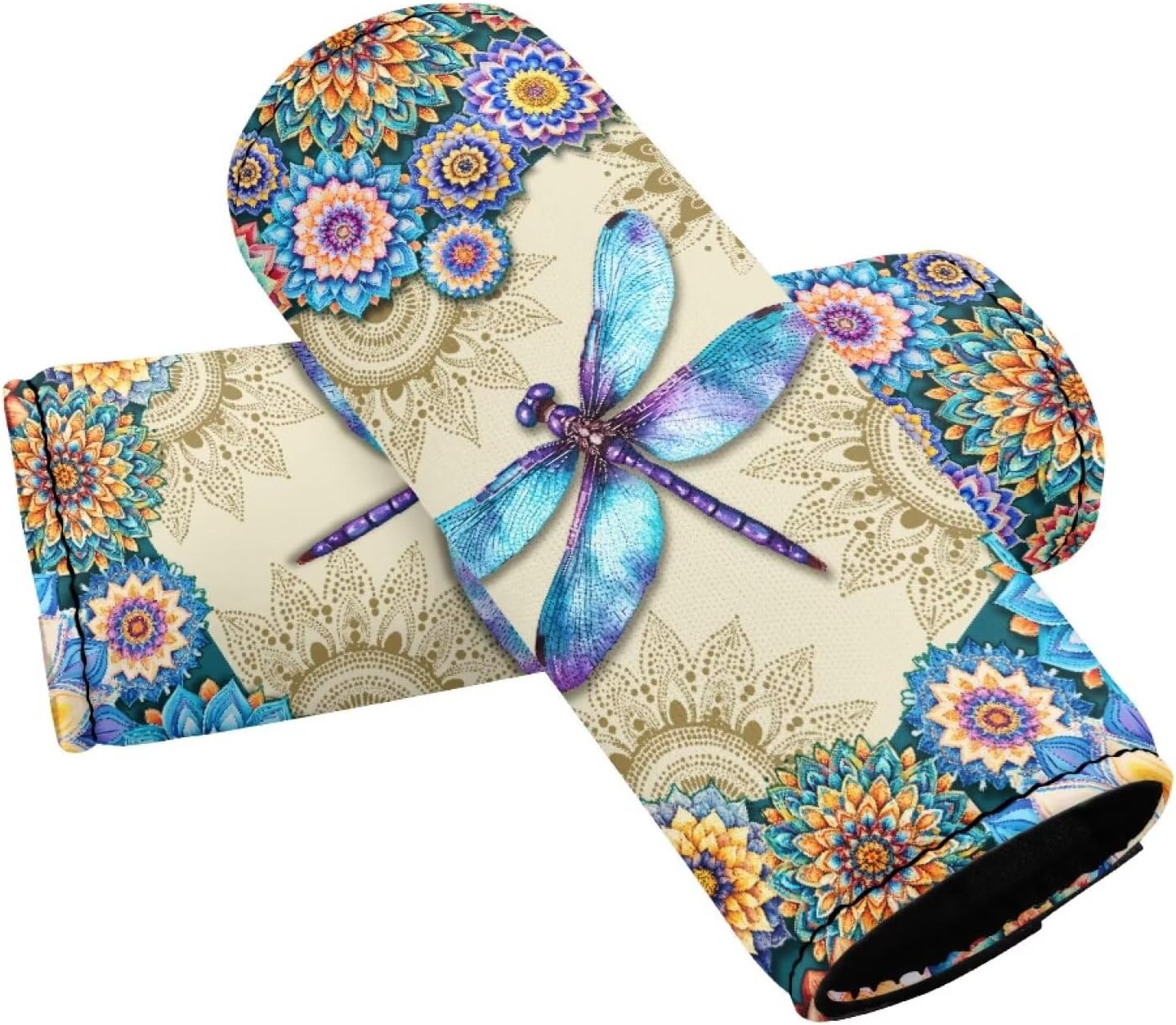 Dragonfly Luggage Handle Wrap Protection Cover Set of 2 Pcs Mandala Luggage Identifier for Suitcase Neoprene Door Handle Protection Sleeve Cover