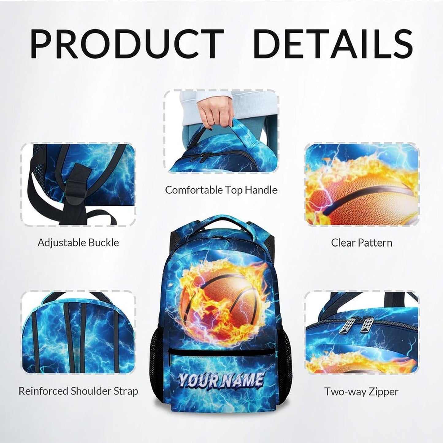 Boys Backpack - Personalized Basketball Backpacks for Kids - Custom Sports Bookbag for Teens - Lightweight School Bag for Elementary(17 Inch)