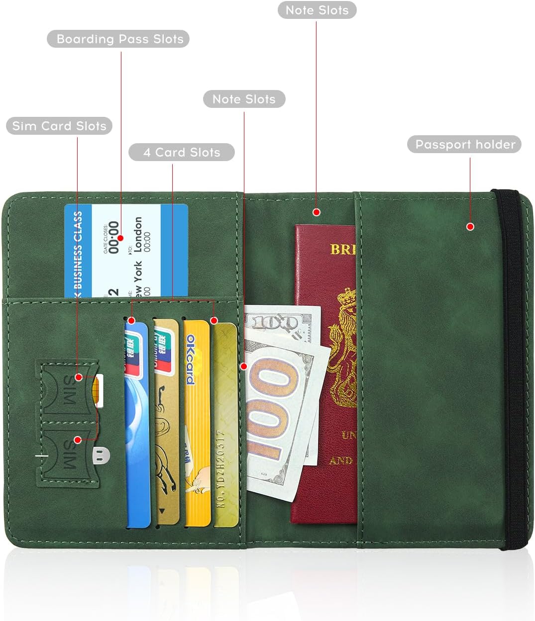 ILIYAH-Passport Cover-Passport Holder Travel Wallet-RFID Blocking Passport Case Travel Accessories Card Holder Wallet Unisex Travel Gifts(Green)