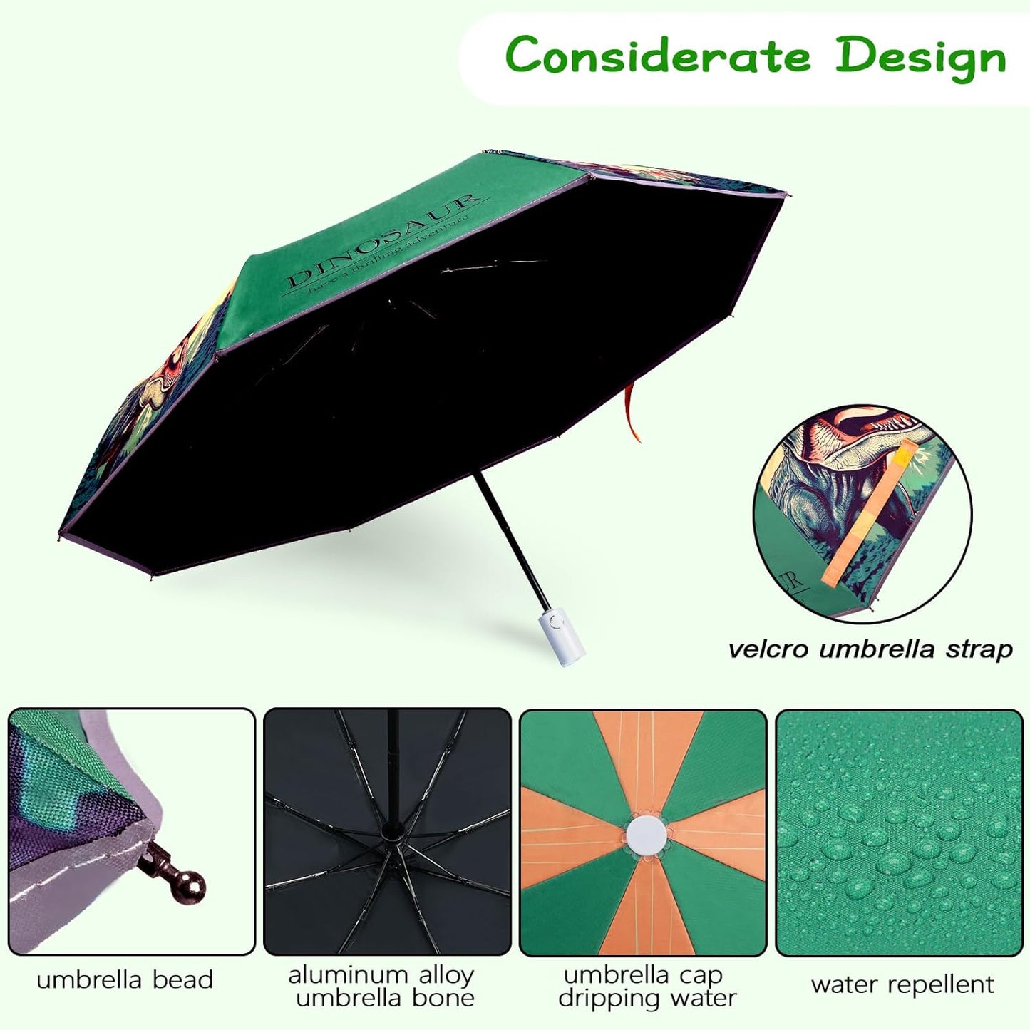 Kids Folding Umbrella Auto Open/Close Anti-rebound Safe Design UV Resistant Automatic Children Travel Umbrellas 8 Rib Reinforced Canopy 360° Reflective Strip Lightweight Cute Umbrella for Girls & Boys