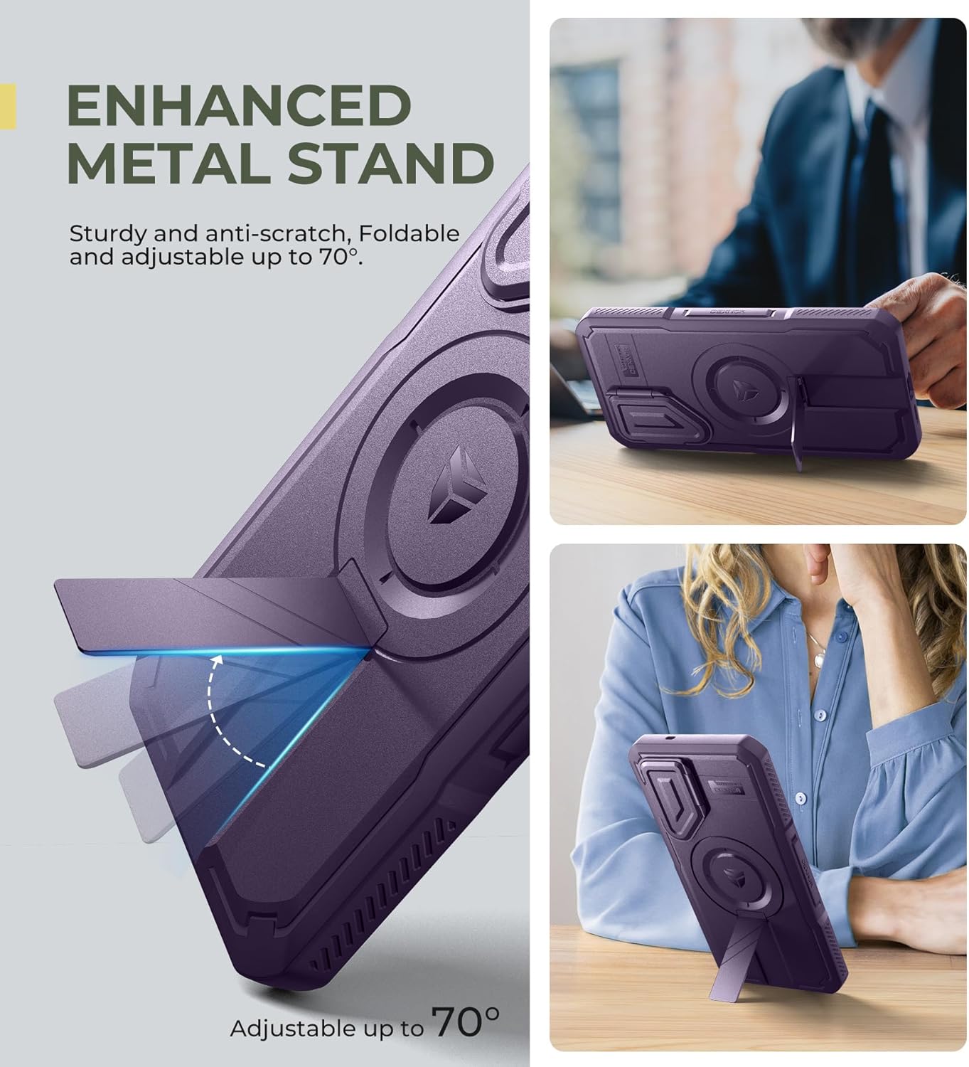Dexnor for Samsung Galaxy S25 Plus Case with Camera Cover & Adjustable Kickstand & Built-in Screen Protector, Magnetic Rugged Shockproof Bumper Cases Heavy-Duty Protective Cover (2025),Phantom Purple