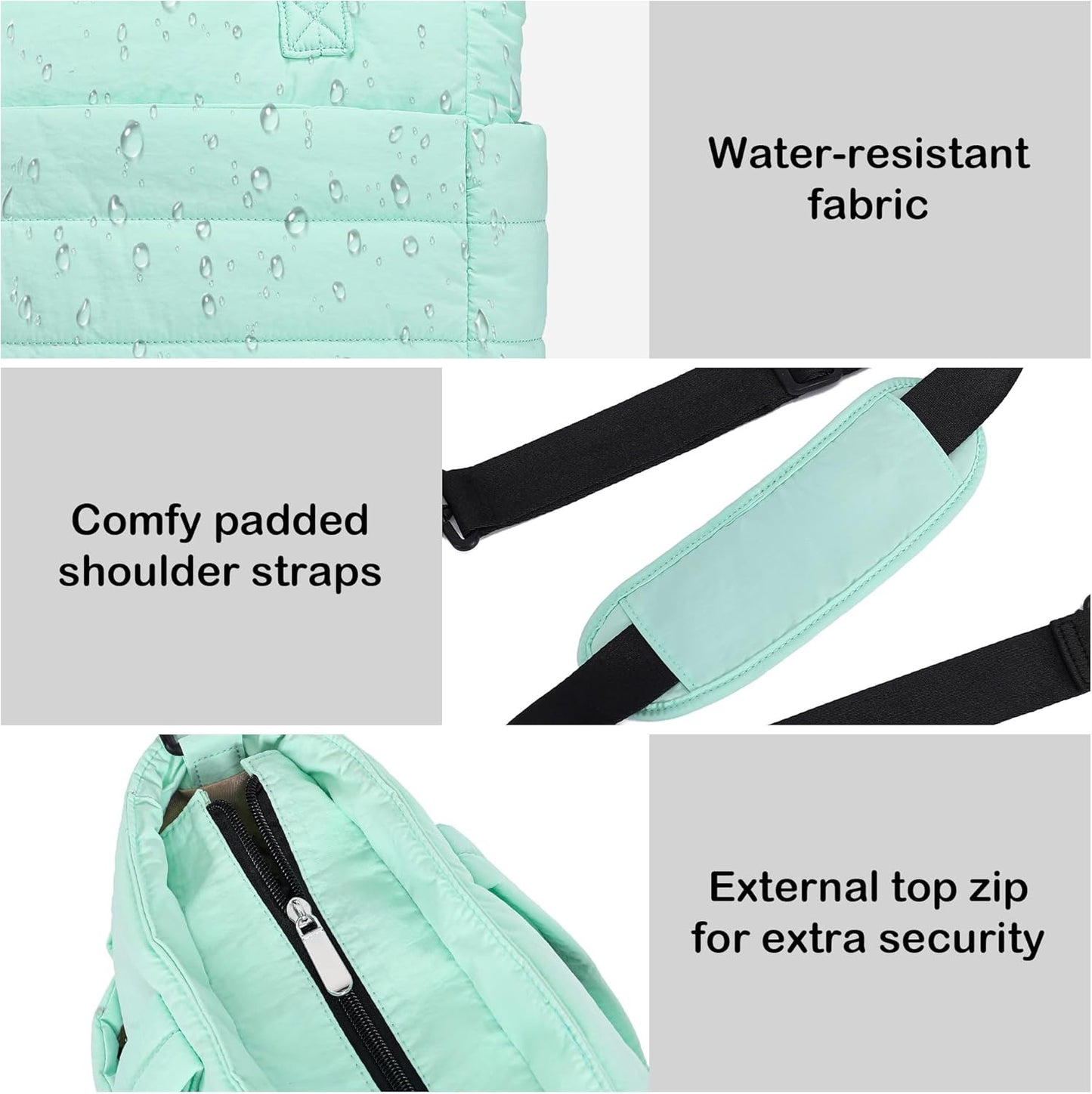 AOCINA Puffy Tote Bag for Women Quilted Work Bag Nurse Bags Women's Handbags for Travel