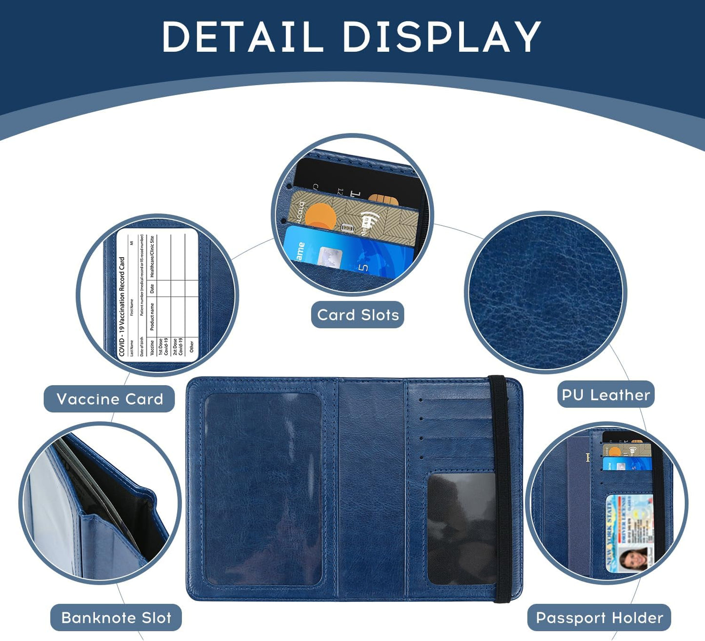 ILIYAH-Passport Cover-Passport Holder for Travel Women/Men Passport Wallet Case Travel Accessories Card Holder Wallet Unisex Travel Gifts(Deep Blue)