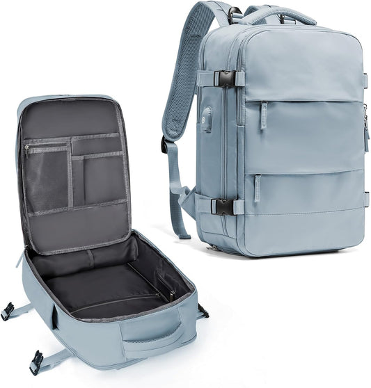 coowoz Travel Backpack For Women Men,Carry On Backpack,Hiking Backpack Waterproof Outdoor Sports Rucksack Casual Daypack travel essentials（Gray Blue）