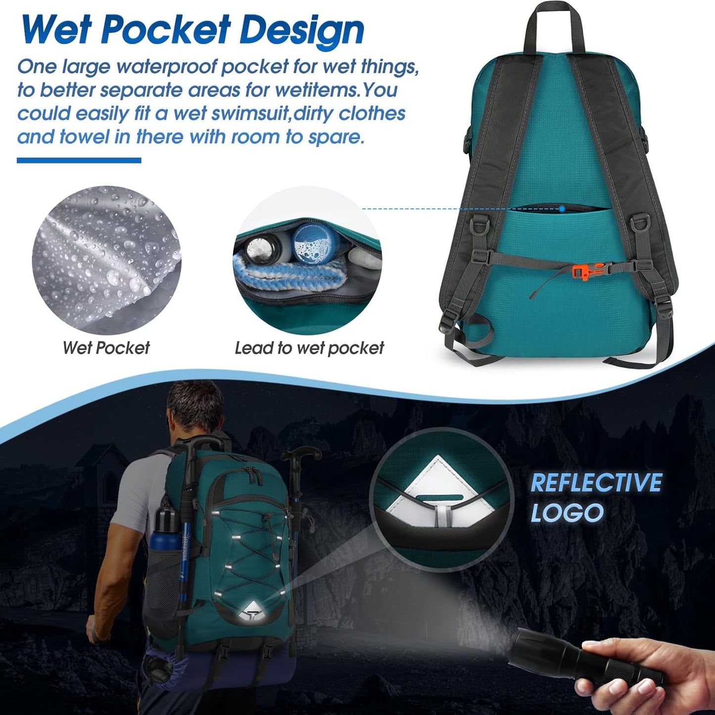 IGOLUMON Hiking Backpack 40L Packable Lightweight Camping Backpack Men Women Waterproof Hiking