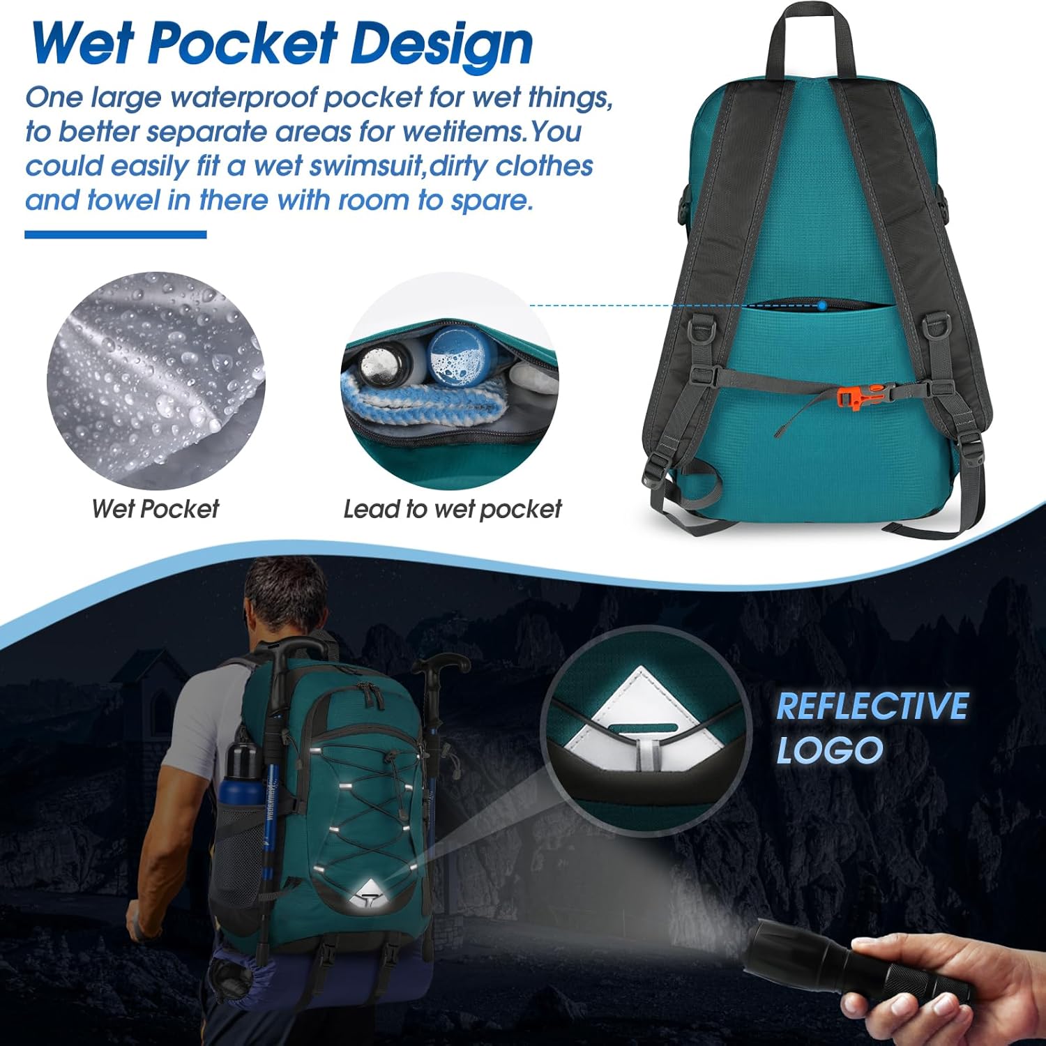 IGOLUMON Hiking Backpack 40L Packable Lightweight Camping Backpack Men Women Waterproof Hiking