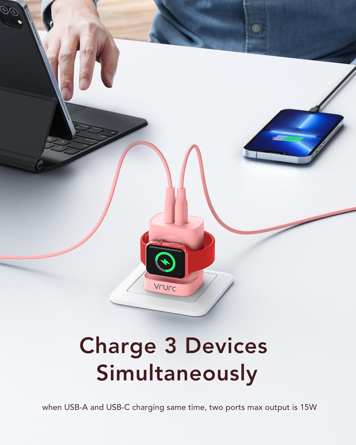 VRURC for Apple Watch Charger, PD 20W Fast Charging Block with Foldable Plug, USB C Wall Charger