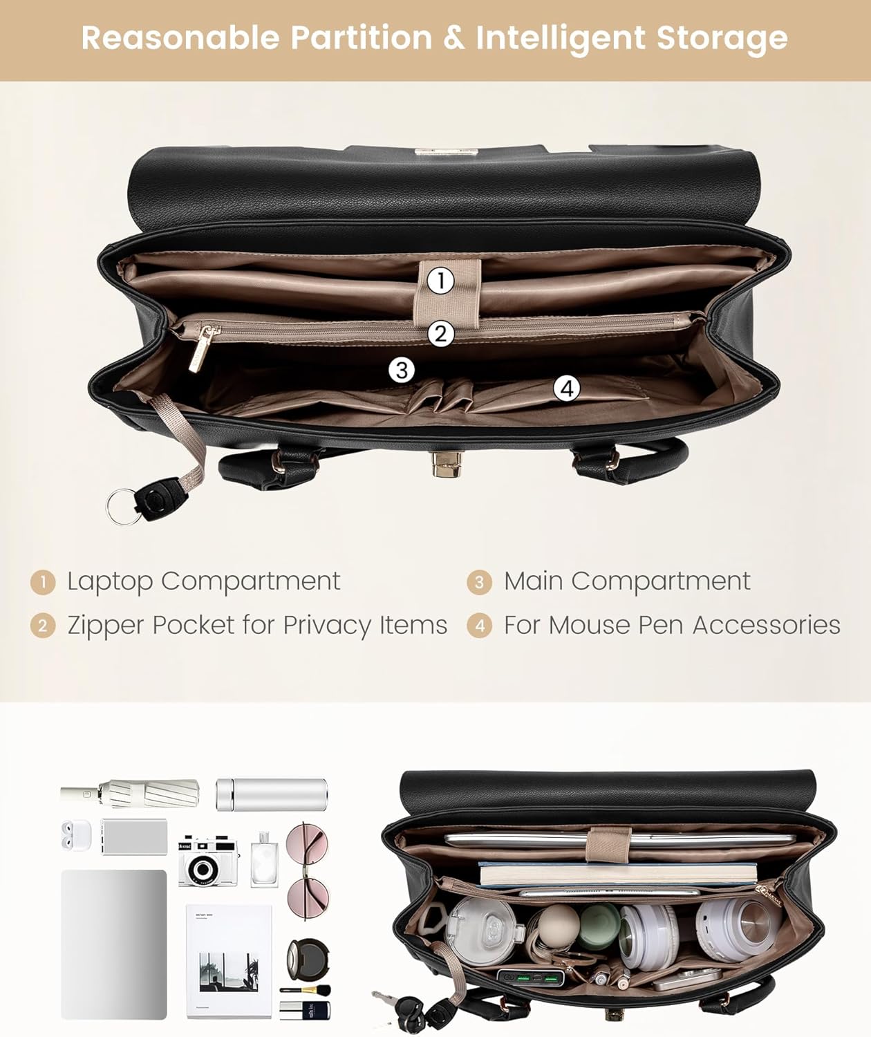 LOVEVOOK Laptop Bag for Women Work Tote Messenger Bag Waterproof Business Office Professional Handbag Shoulder Bag