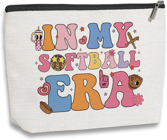 Softball Gifts In My Softball Era Makeup Bag Softball Gifts for Girls Women Her Softball Lovers Mom Grandma Daughter Sister Birthday Gifts for Female Coworker Friend BFF Besties