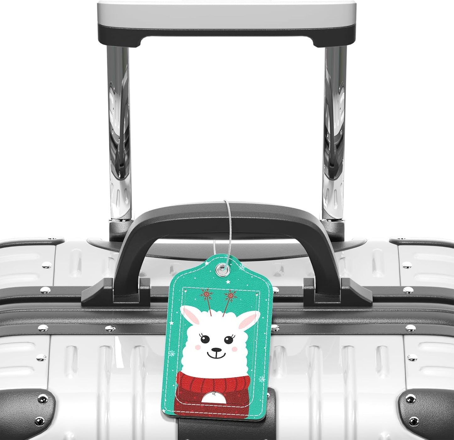 Luggage Tags for Suitcase, 2 Pack PU Leather Travel Cruise Luggage Tag with Privacy Flap, Name ID Label and Metal Loop for Women Men Girls Suitcase Baggage Bag Backpack, Cute Alpaca