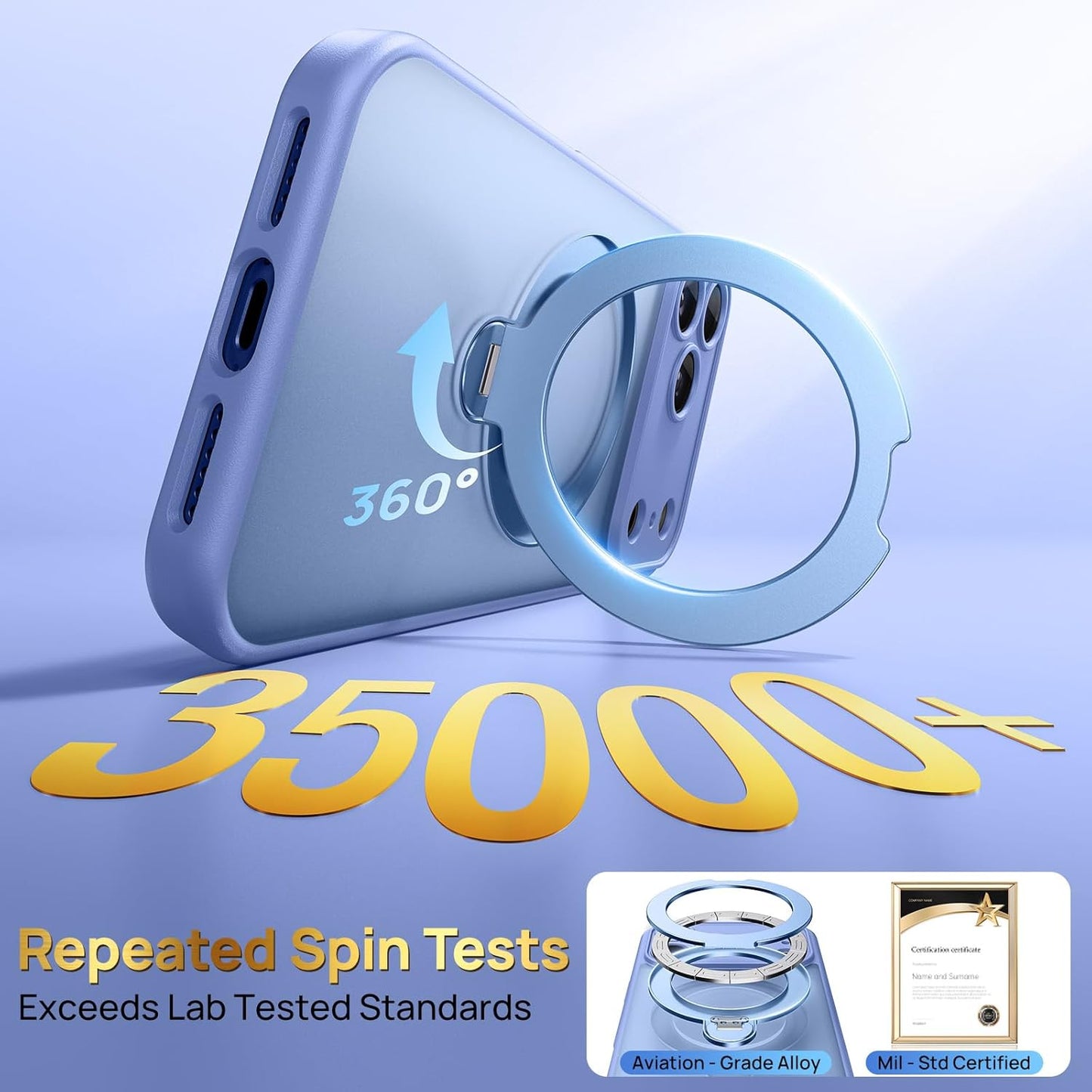 360° Spin Magnetic Stand for iPhone 17 Pro Case, [Fit for MagSafe][Military Protection][Full Camera Protection] Adjustable Kickstand iPhone Case for iPhone 17 Pro 6.3", Blue