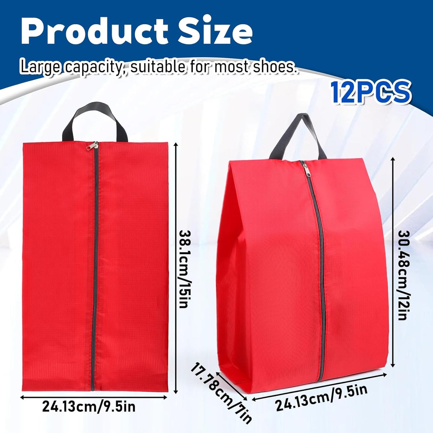 12 Pack Shoe Bags for Travel, Extra Durable Travel Shoe Bags with Zipper & Handle Waterproof Portable Shoes Storage Bag Shoes Bag for Storage Men & Women Travelling Essentials