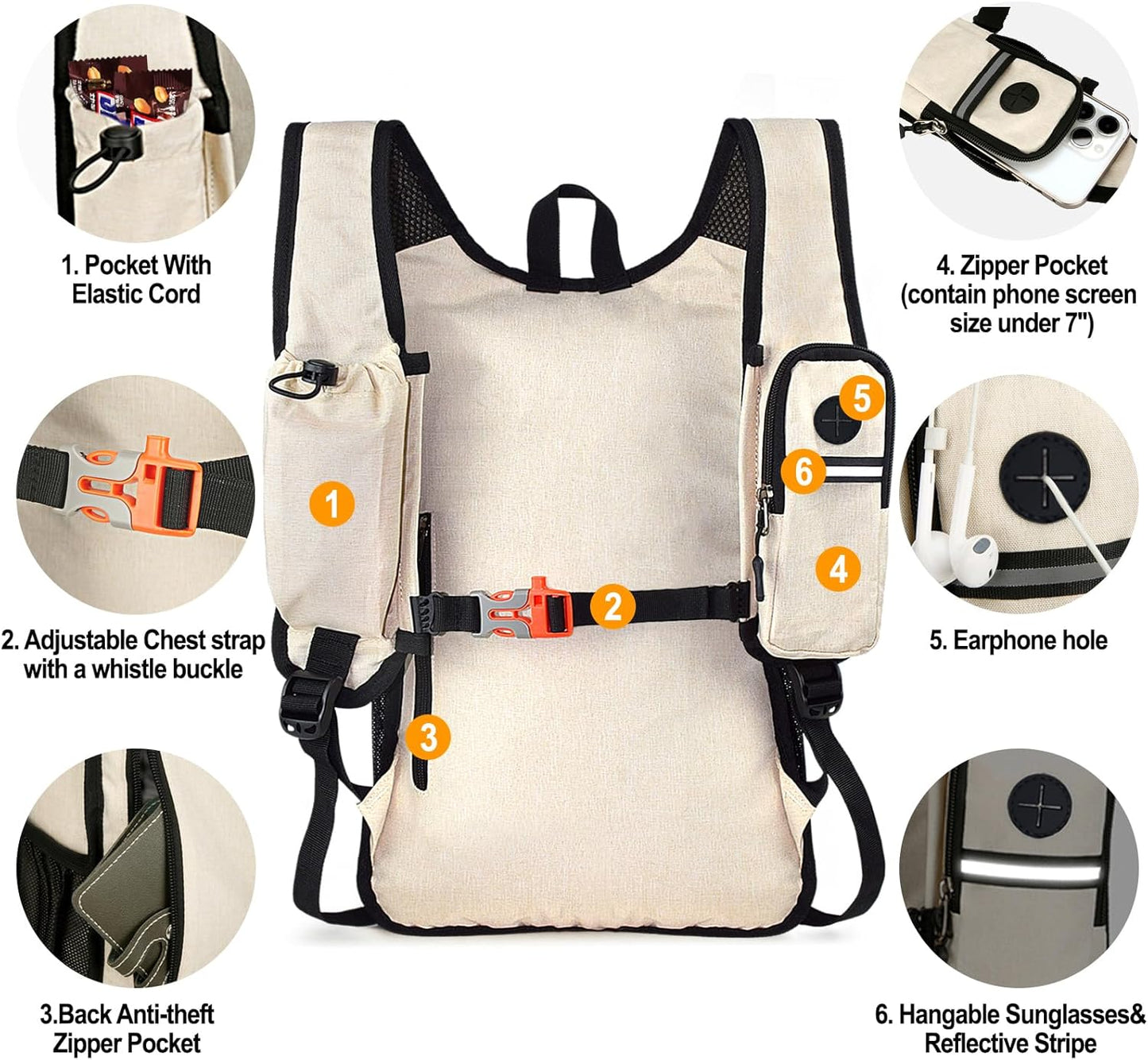 Seektop 15L Small Hiking Backpack for Women Men, Lightweight Hiking Packable Daypack with Phone