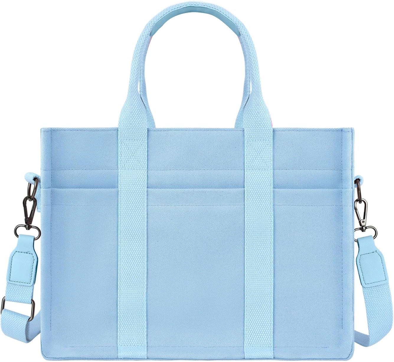 FIORETTO Canvas Tote Bag for Women with Zipper Closure & Individual Compartments for Work College for Teacher & Nurse