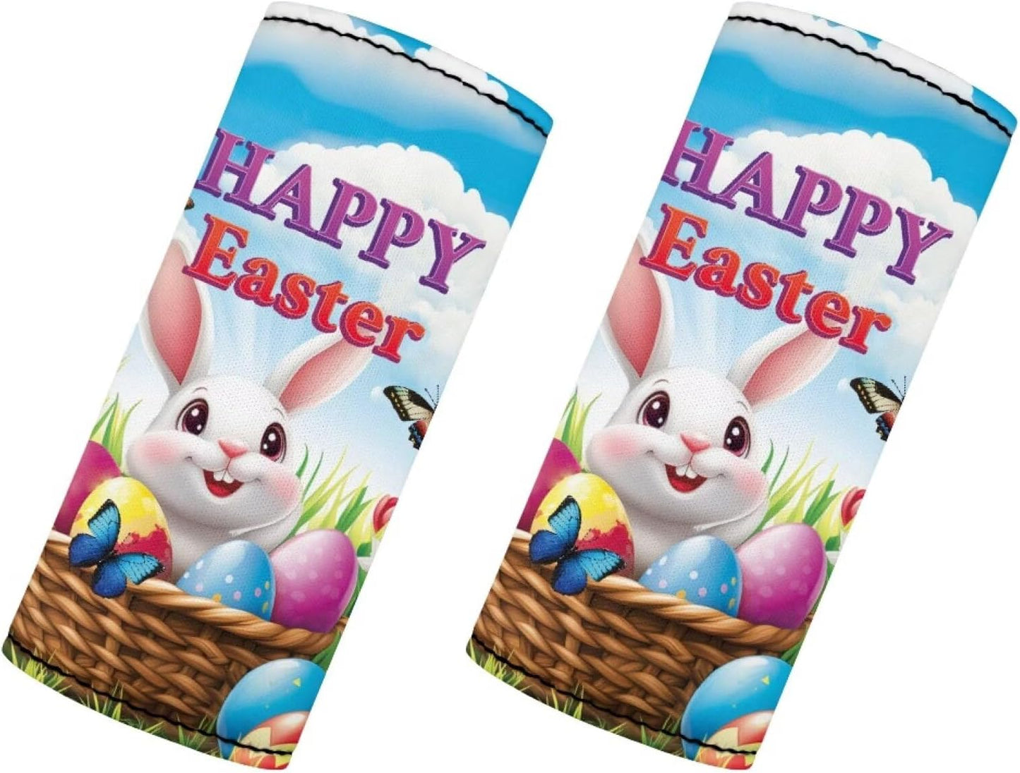 Easter Luggage Identifiers for Suitcases Bunny Set of 2 Pcs Luggage Handle Wraps Cute Suitcase Protective Cover Non-Slip Luggage ID Tags Door Handle Protection