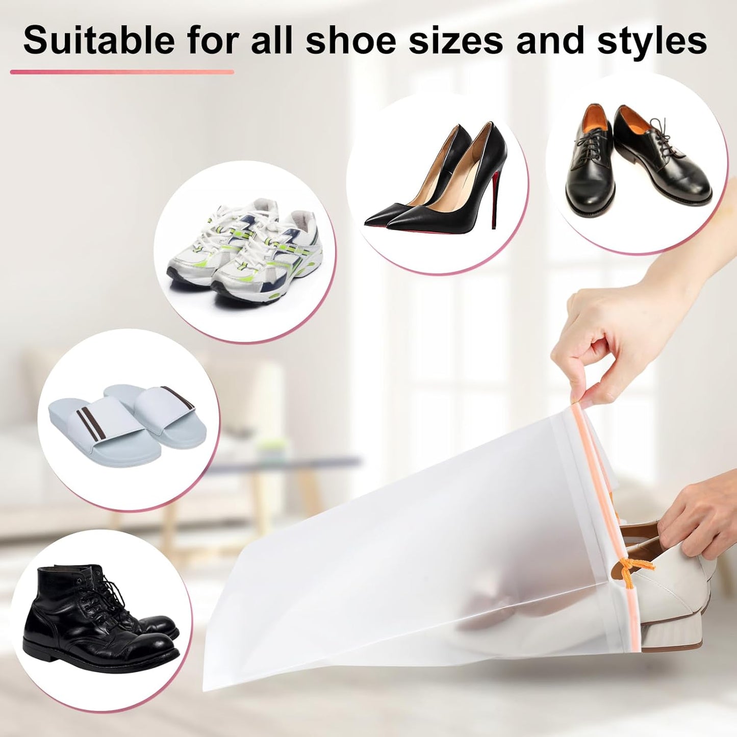 vivinin 18-Pack Shoe Bags for Travel, 11.8in x 15.7in Travel Shoe Bags for Packing, Travel Bag for Shoes, Storage Bags for Men and Women